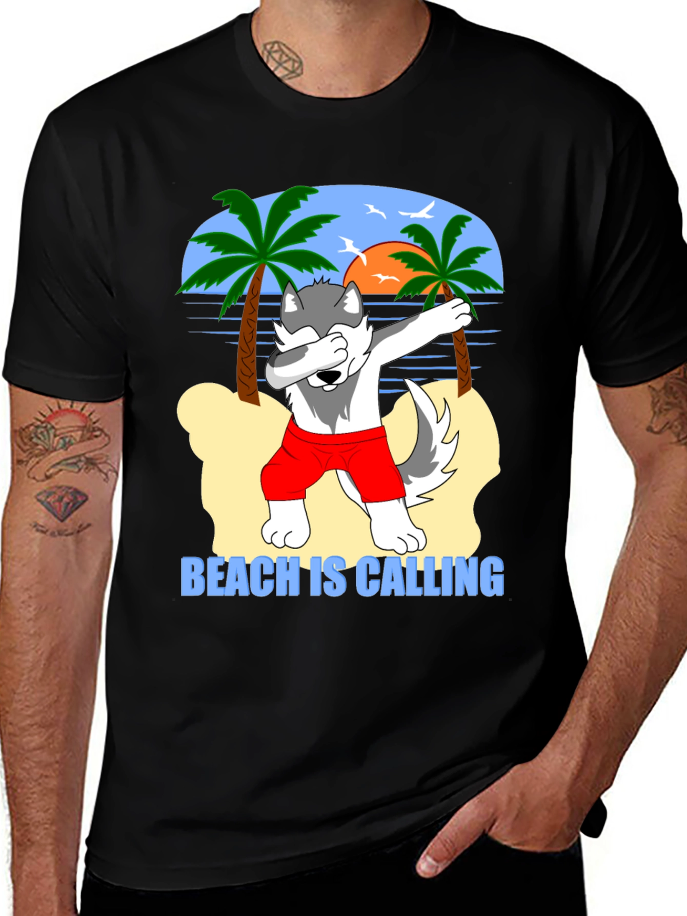 Variant 10 of Beach Calling Dog T-Shirt