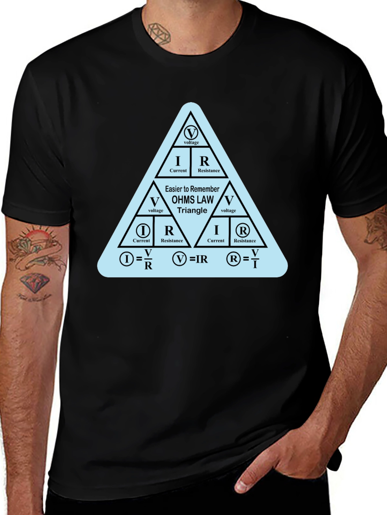 Ohm's Law Triangle Formula Black T-Shirt