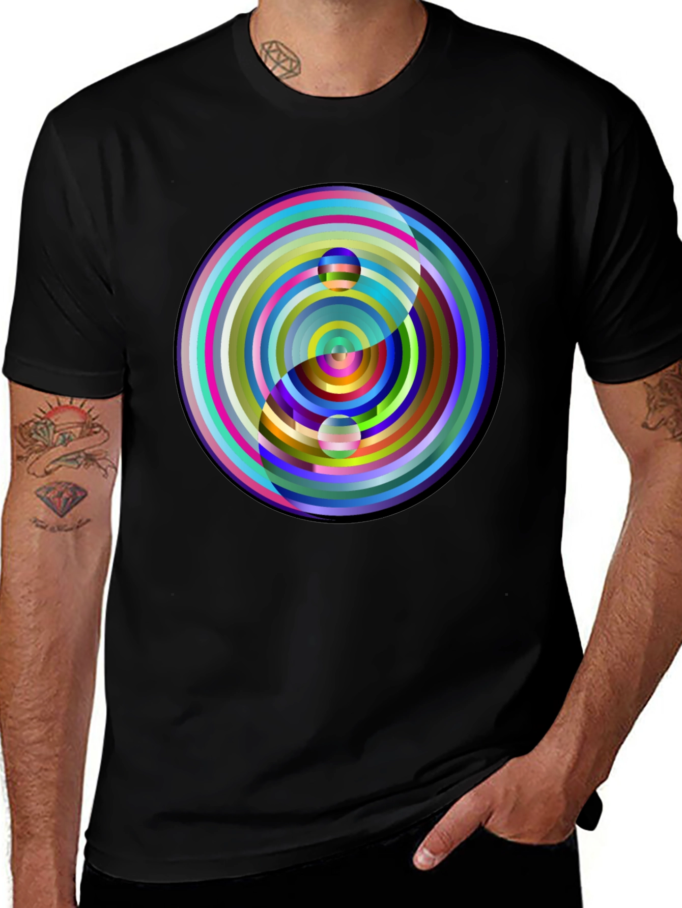 Variant 27 of Yin Yang Circle Graphic Tee - Colorful, Modern Style
