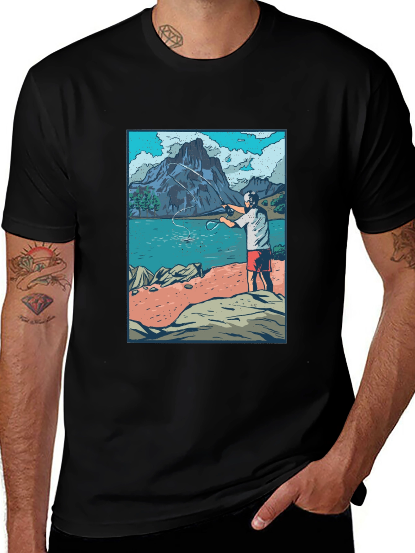 Variant 27 of Fisherman Scene Graphic T-Shirt