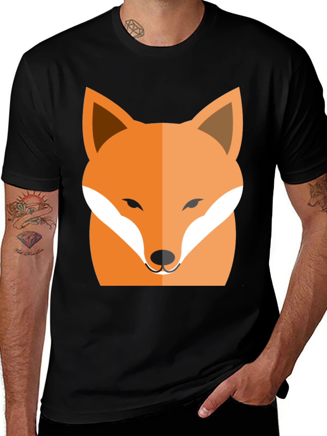 Variant 26 of Black T-Shirt with Fox Graphic Print