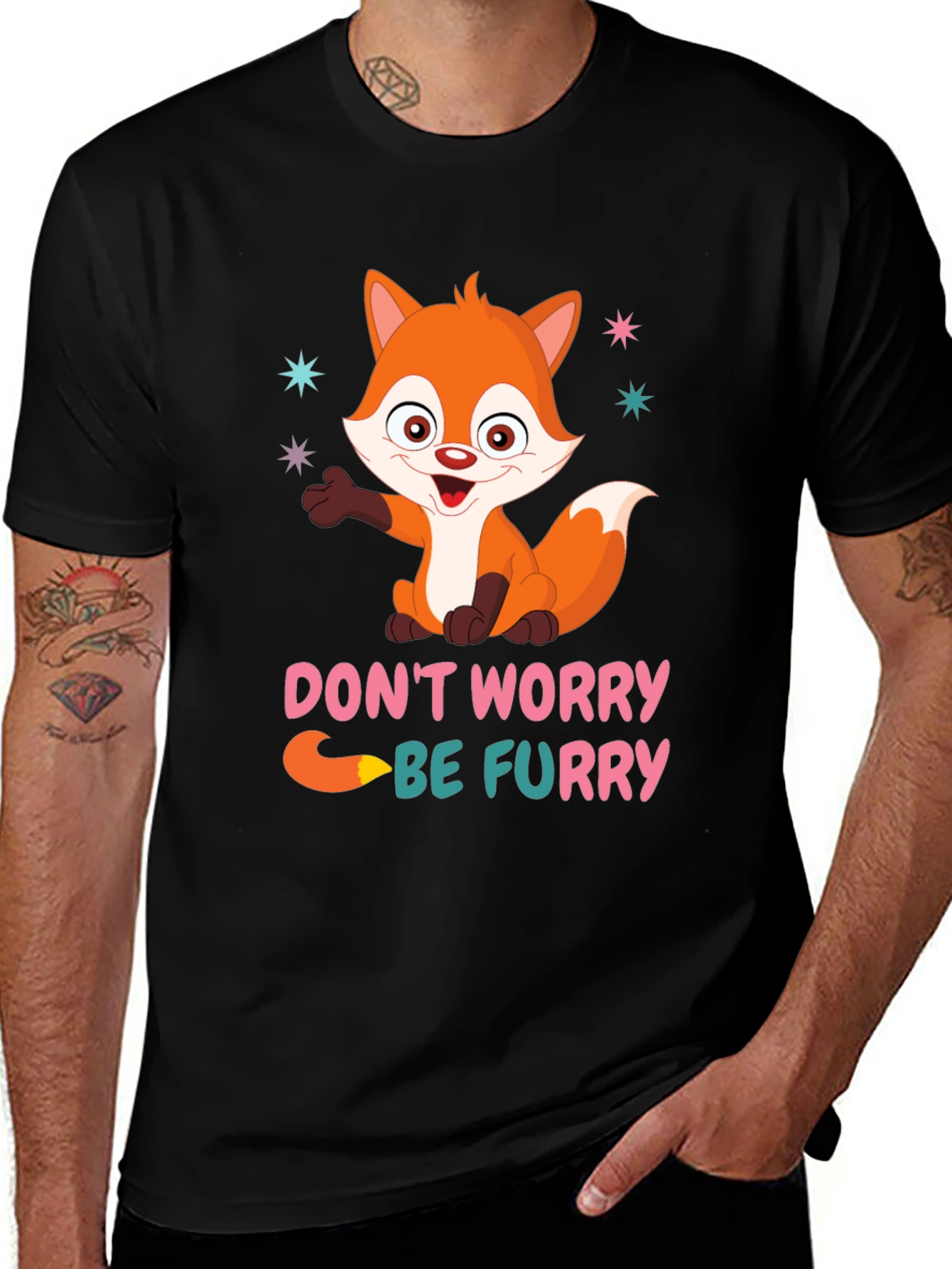 Variant 10 of Don't Worry Be Furry Fox T-Shirt