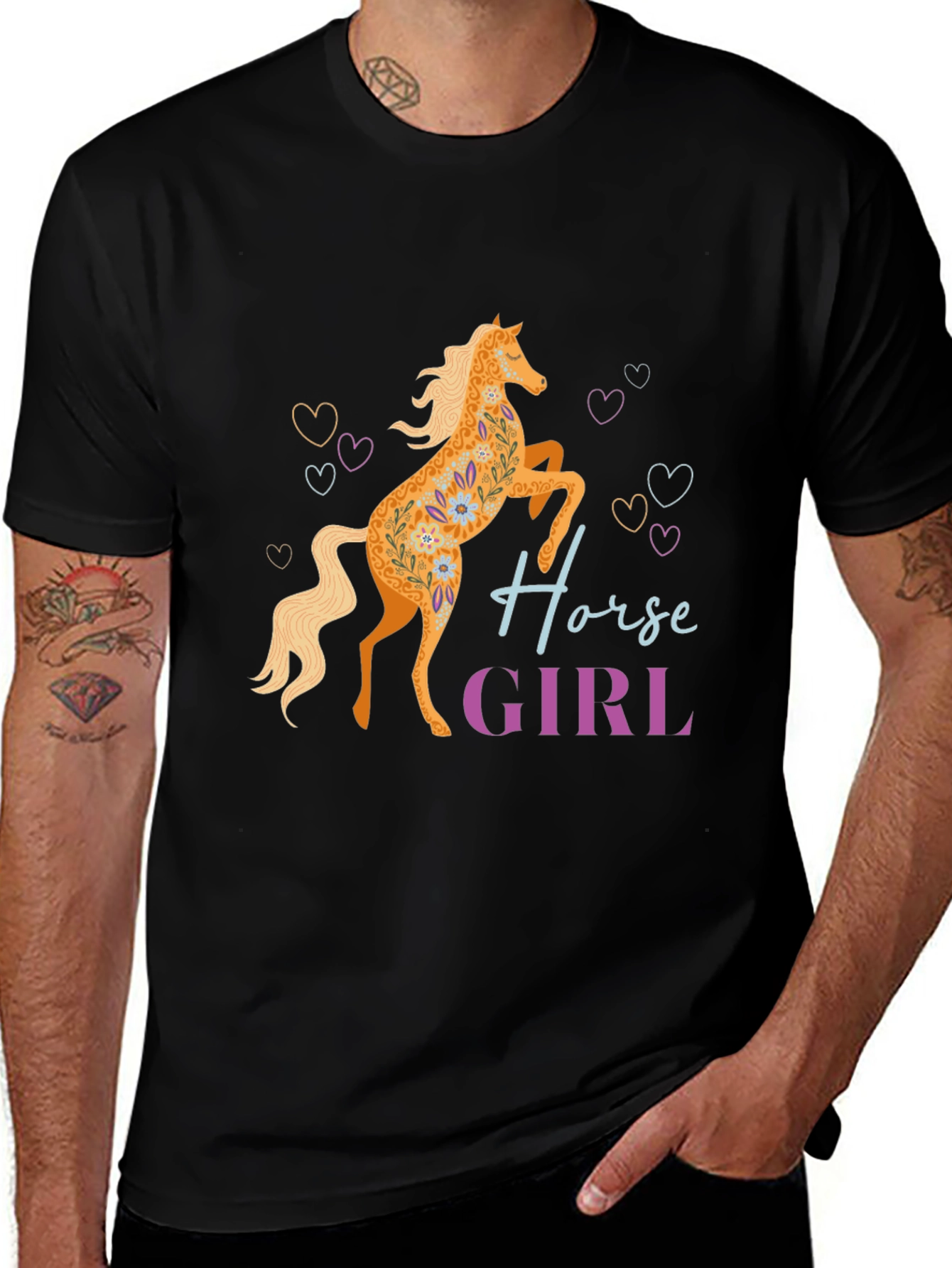 Variant 18 of Horse Girl Graphic Tee - Black Cotton Blend Comfort Fit