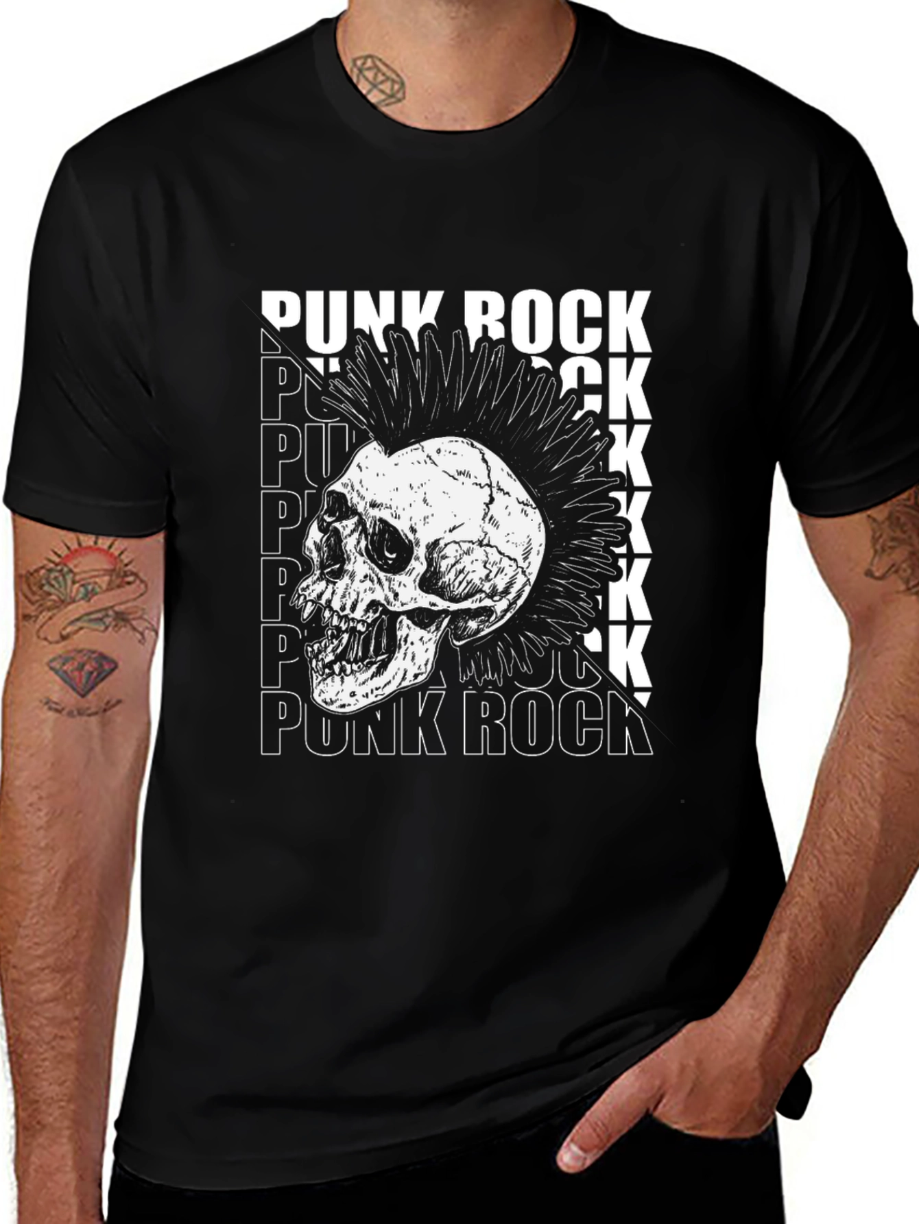 Variant 4 of Punk Rock Skull Graphic Tee