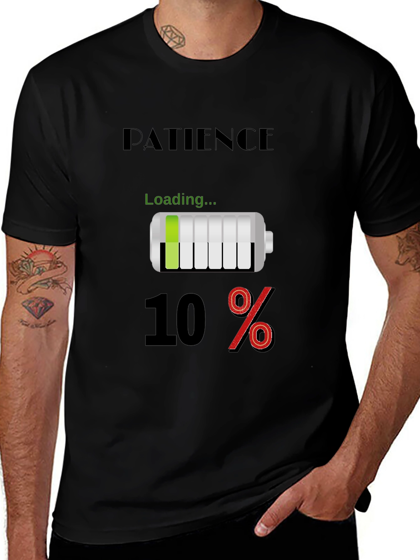 Variant 13 of Patience Loading Funny Black T-Shirt