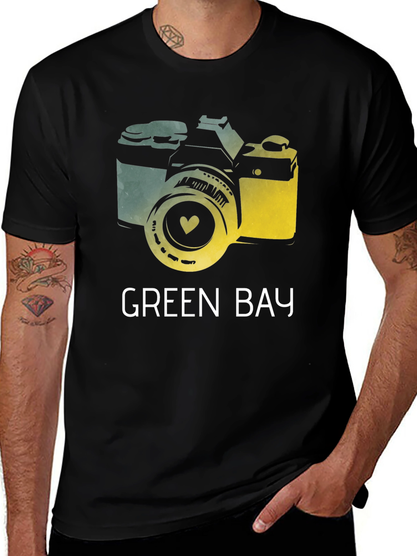 Green Bay Camera Graphic T-Shirt - Photography Lover Tee