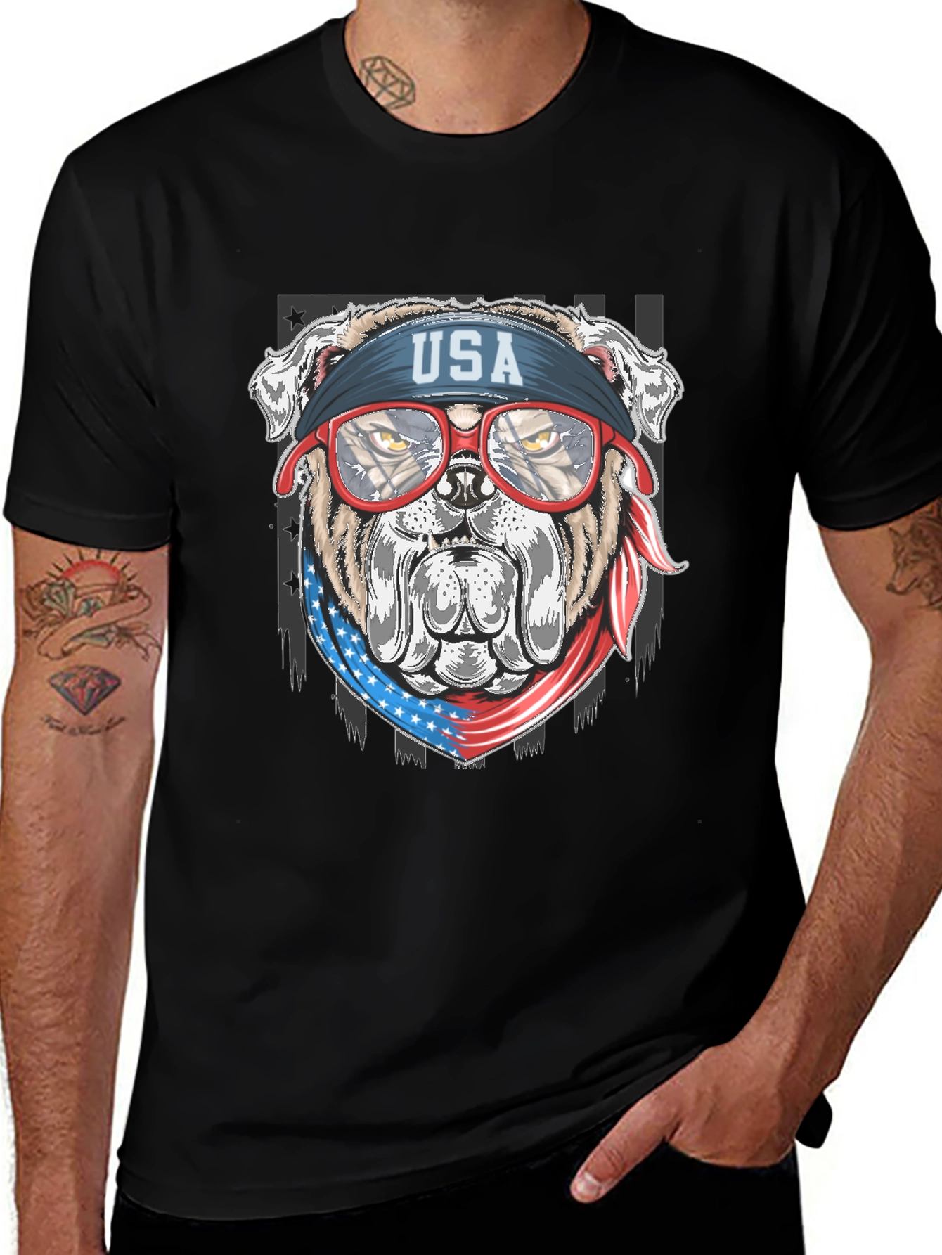 Patriotic Bulldog USA T-Shirt