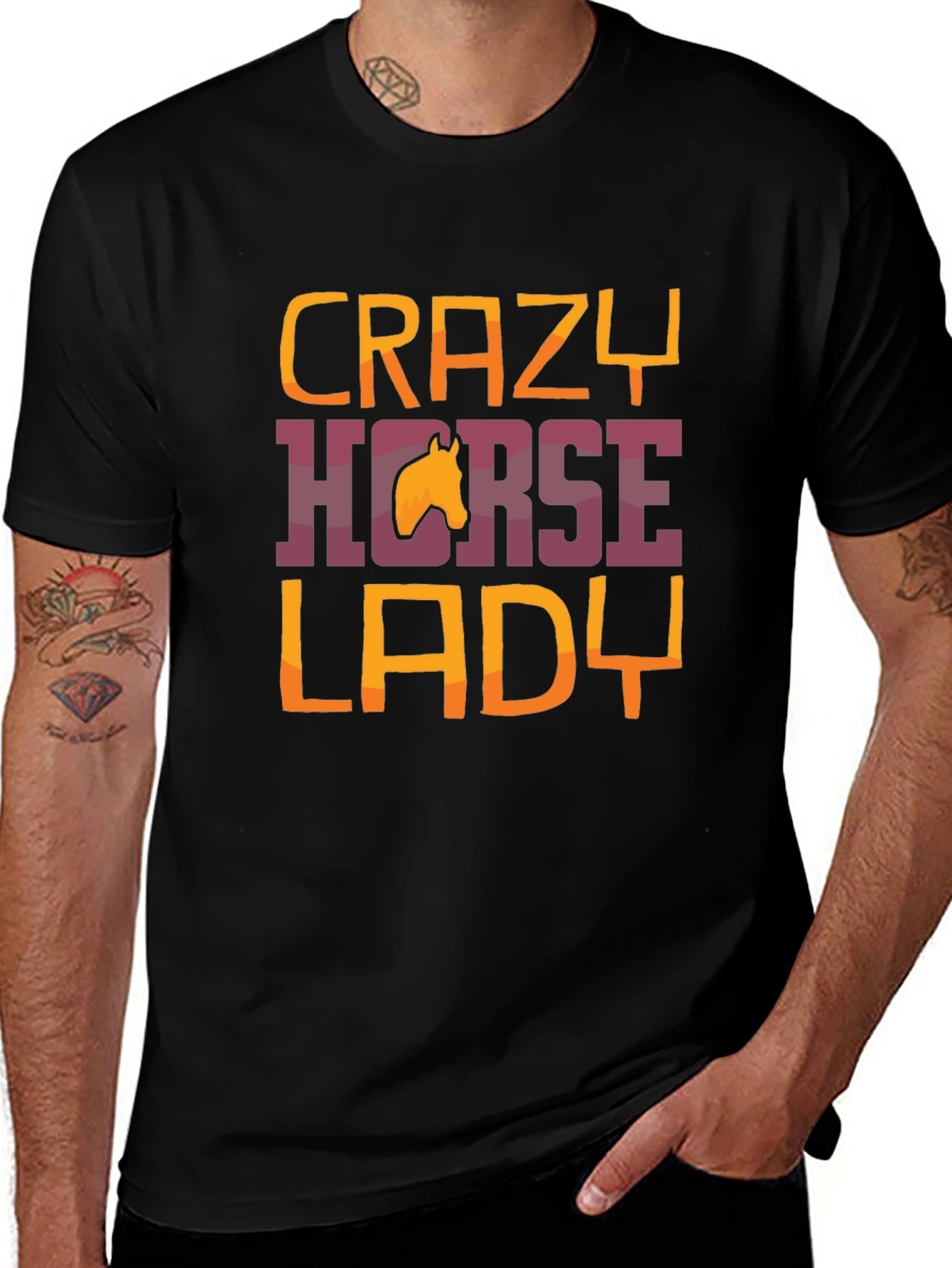 Variant 4 of Crazy Horse Lady Graphic Tee - Unisex Black T-Shirt