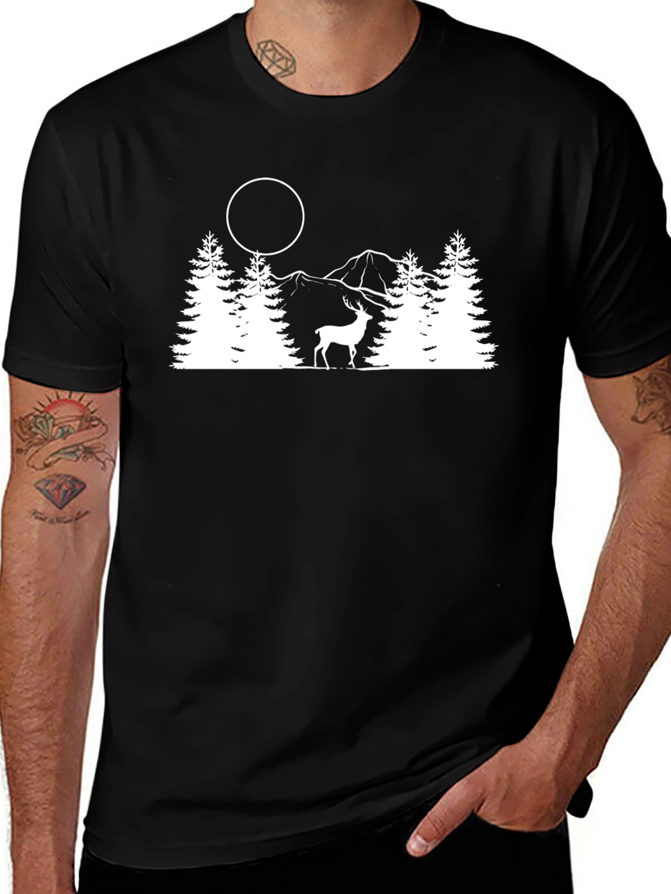 Variant 27 of Nature Deer Silhouette Graphic Tee
