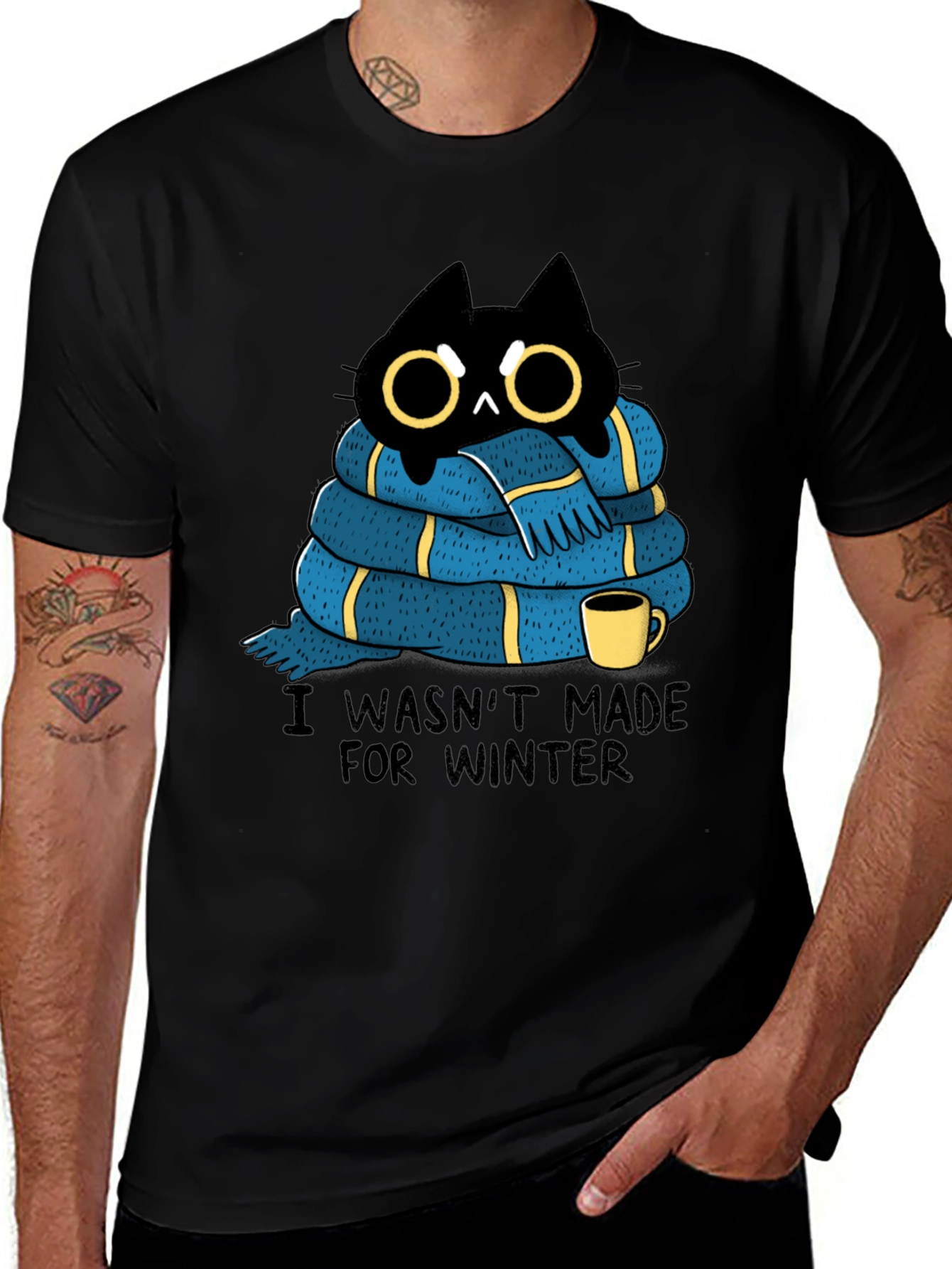 Variant 18 of Winter Cat Graphic Tee - Cozy & Cute!