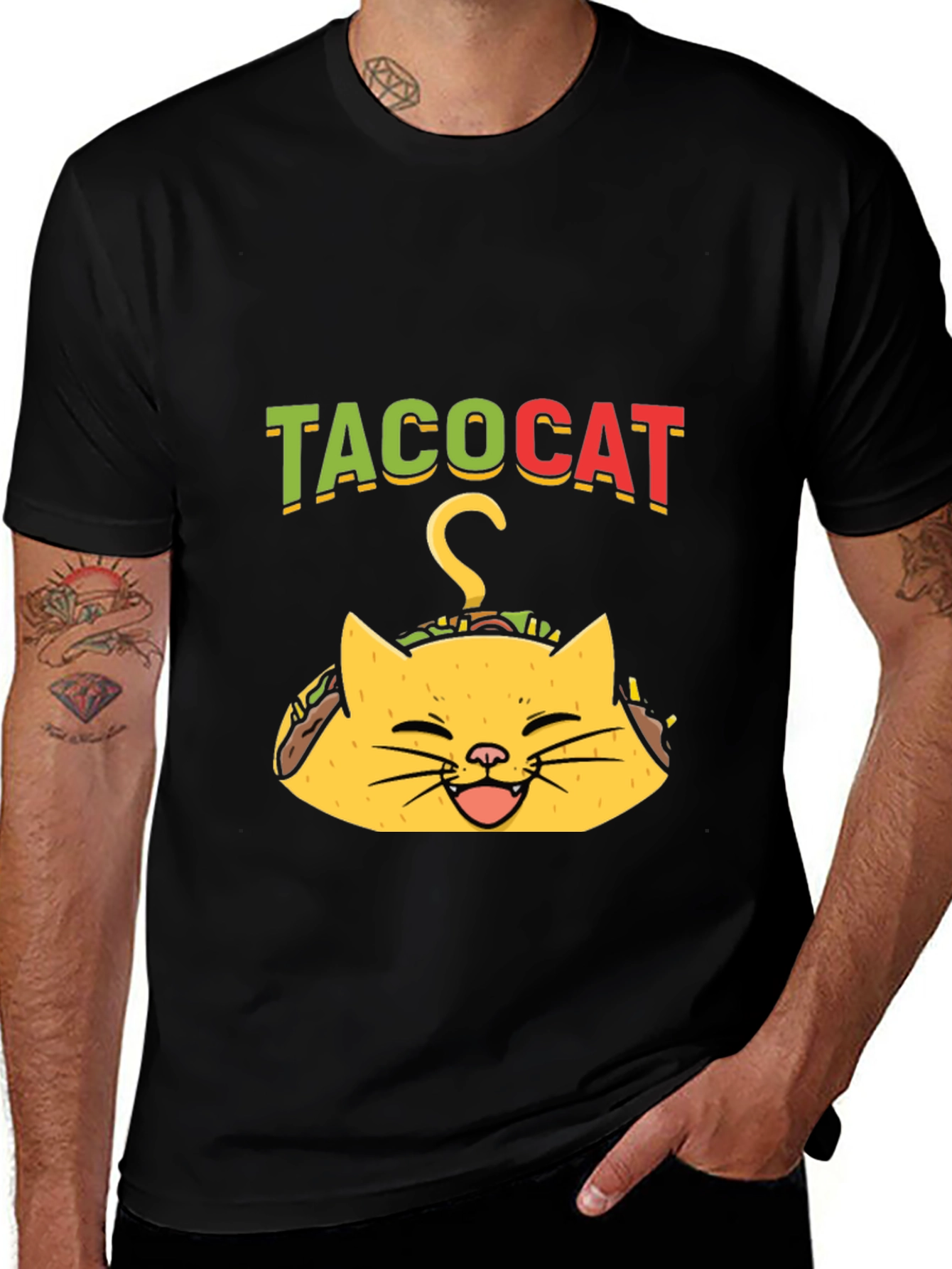 Variant 13 of Taco Cat Graphic Tee - Funny Black T-Shirt