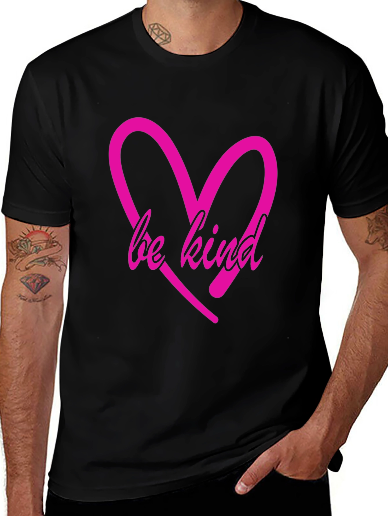 Variant 13 of Be Kind Heart Graphic Tee - Black Casual T-Shirt