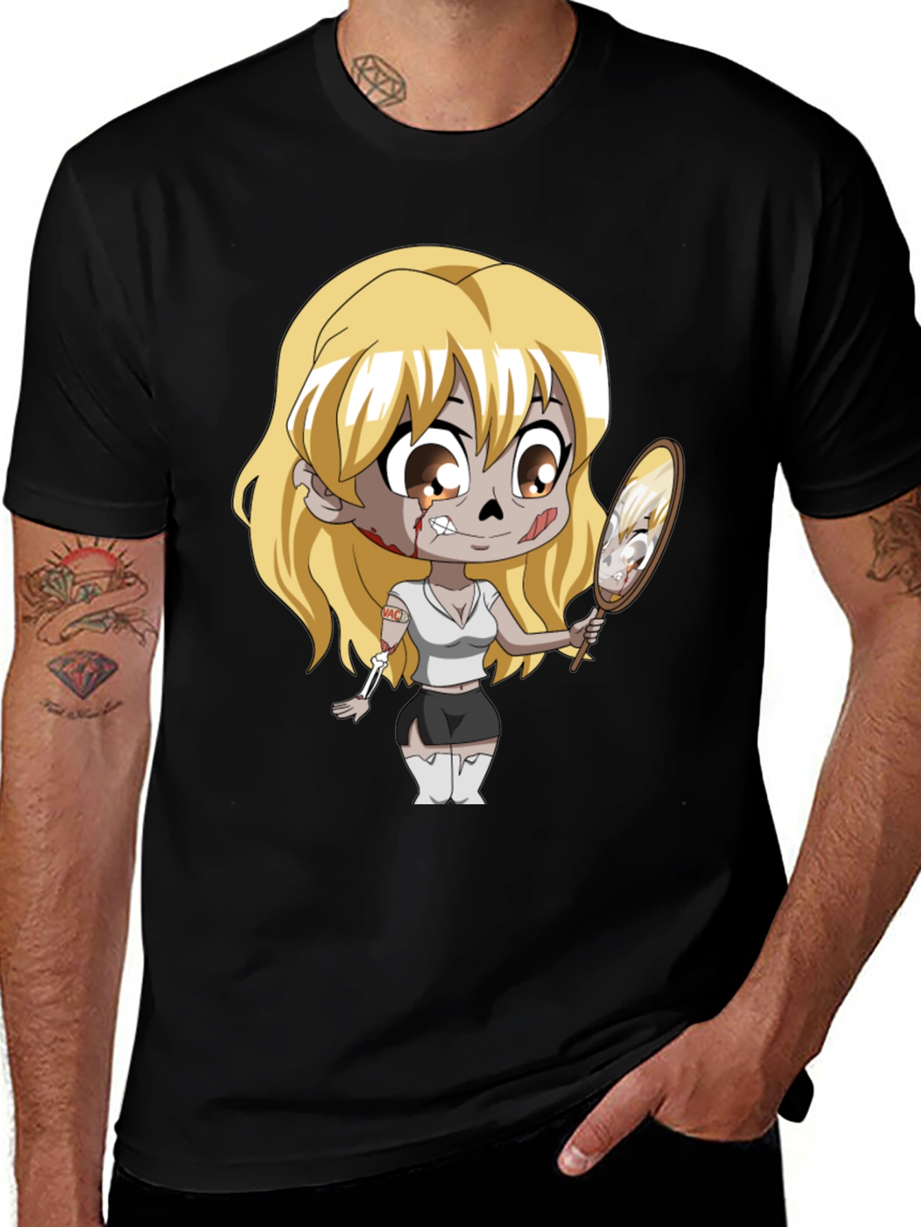 Variant 16 of Zombie Girl T-Shirt - Black Cotton Tee