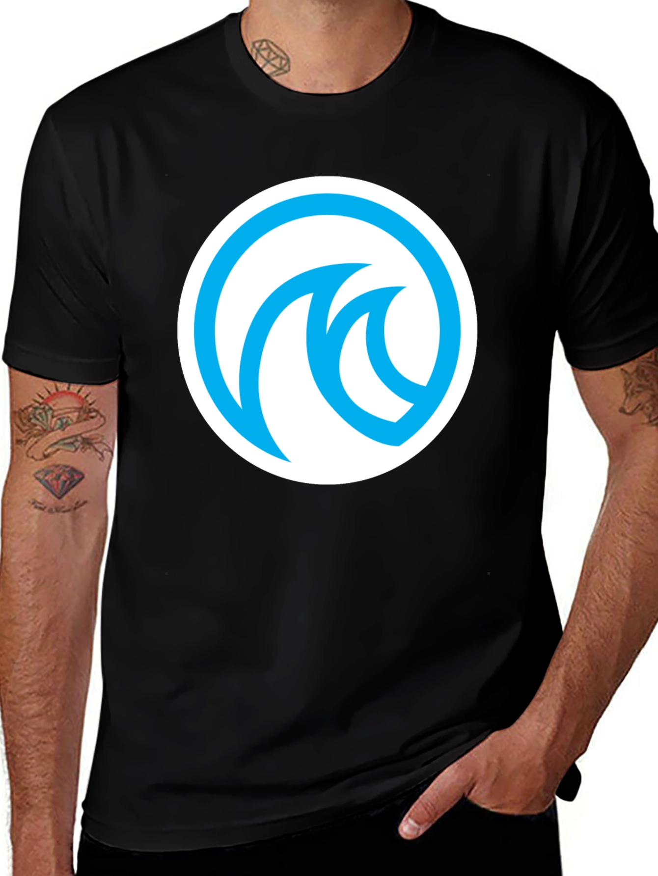 Cool Wave Logo Black Cotton T-Shirt