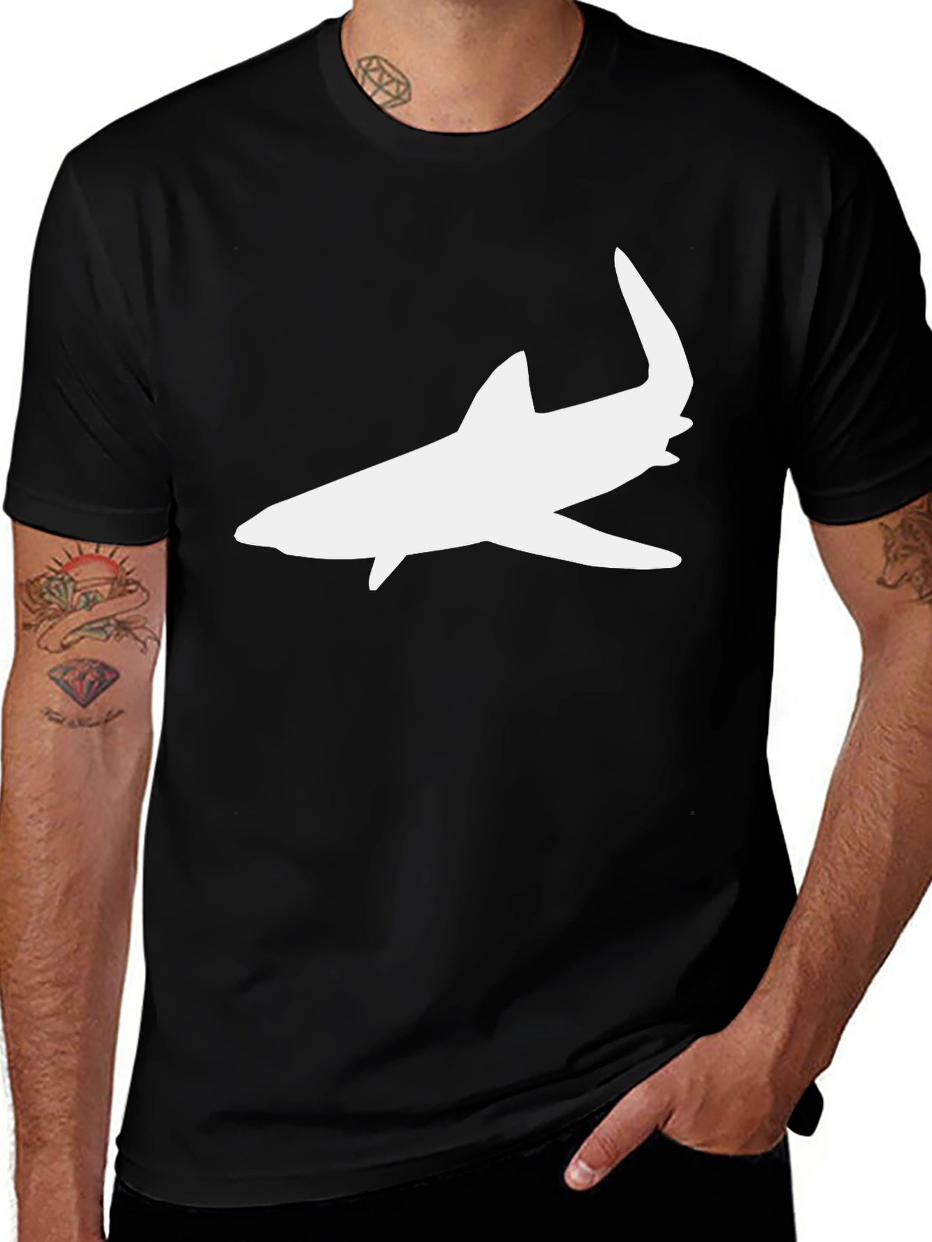 Variant 26 of Shark Graphic T-Shirt - Black Cotton Tee