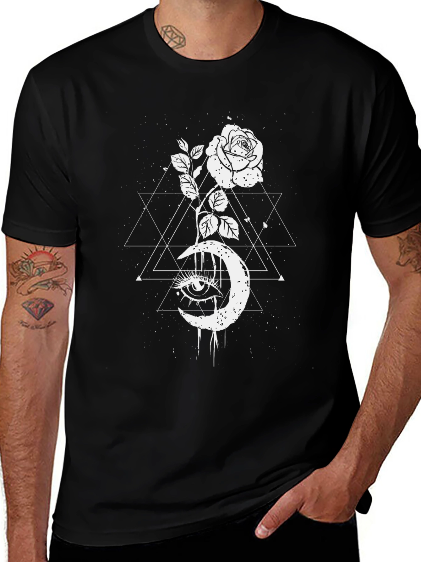 Variant 27 of Mystic Rose Moon Graphic Tee - Black