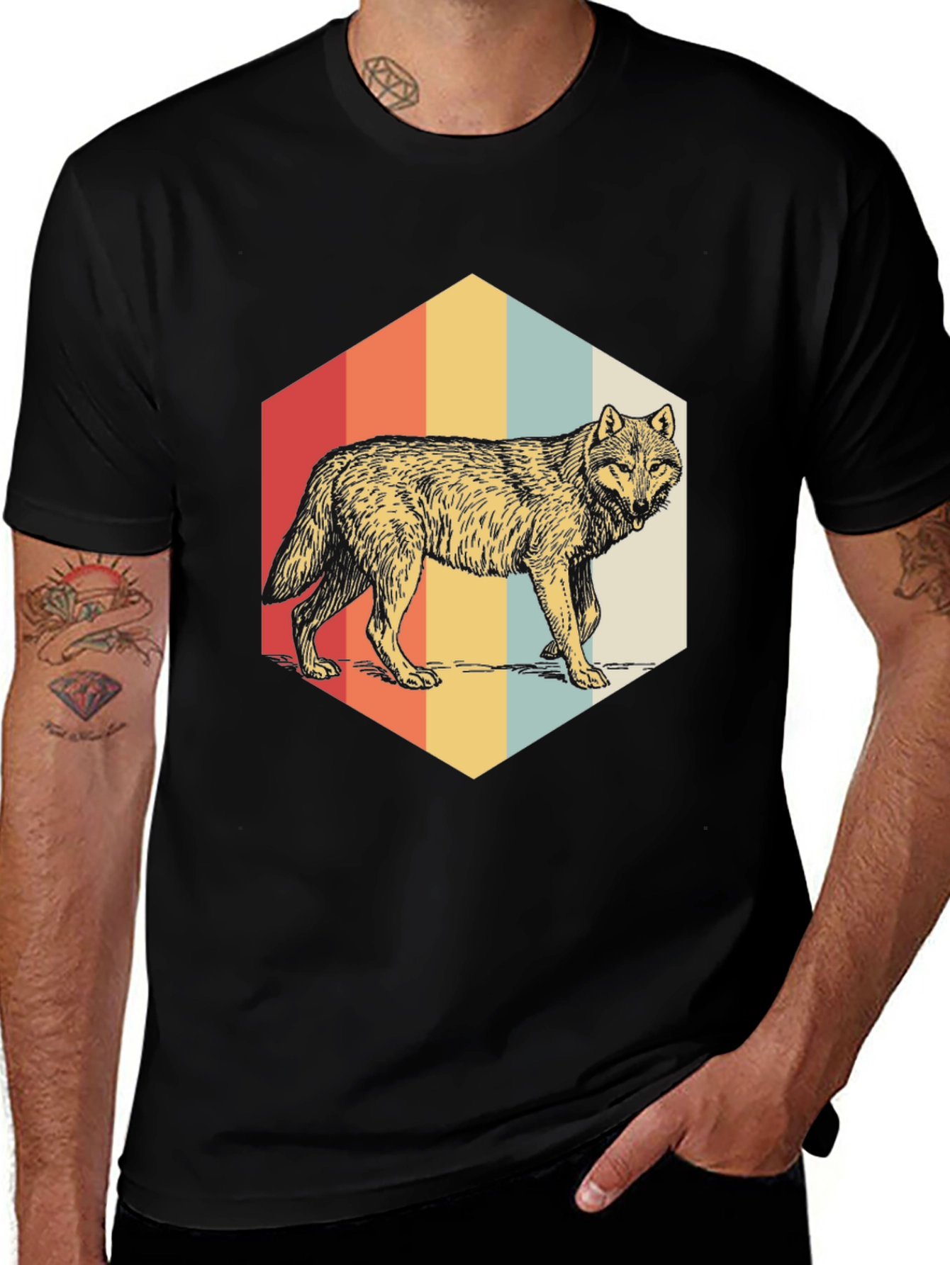 Variant 24 of Retro Wolf Graphic T-Shirt - Vintage Style Tee