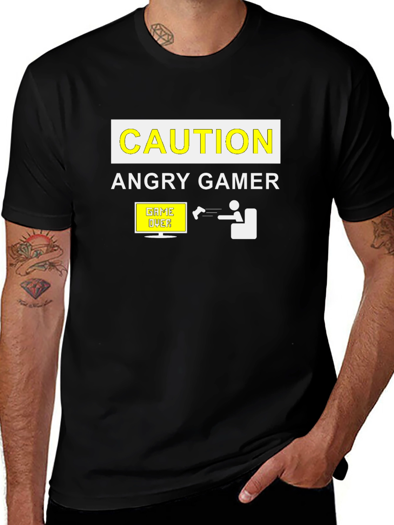 Variant 18 of Angry Gamer Caution T-Shirt: Funny Video Game Tee