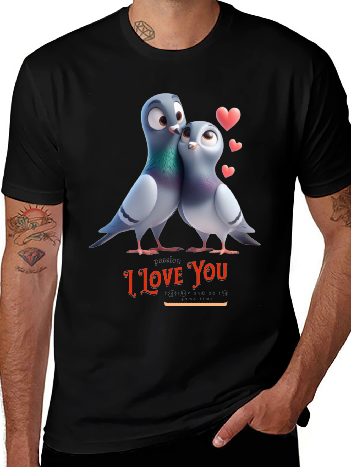 Variant 15 of Pigeon Love T-Shirt - Cute Bird Heart Graphic Tee