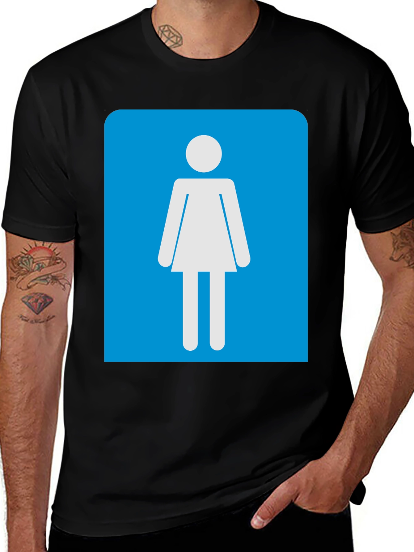 Variant 21 of Women's Restroom Sign Graphic Tee - Black