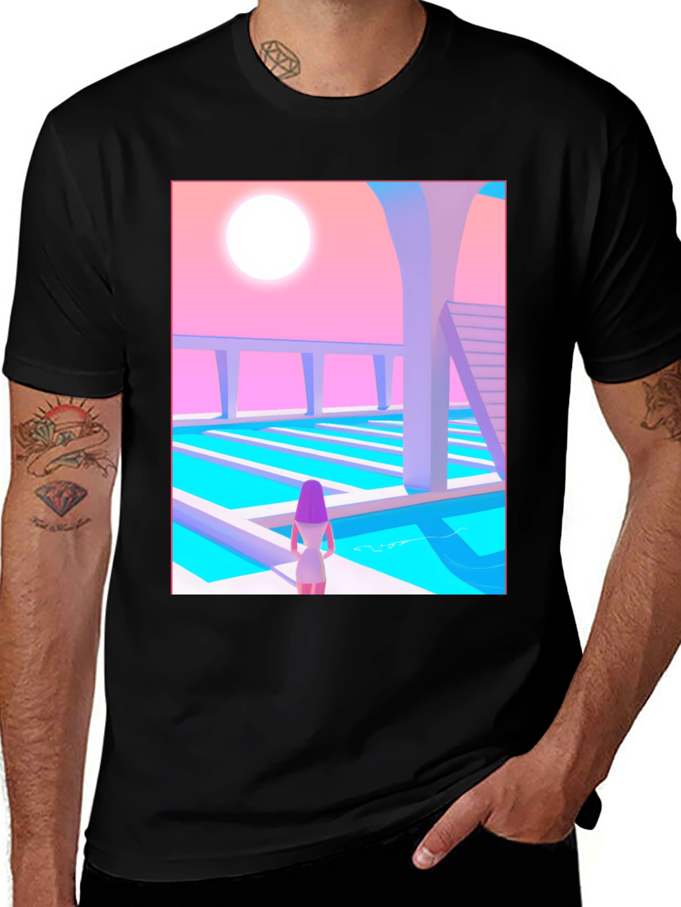 Variant 25 of Synthwave Dreamscape Tee - Retro Style