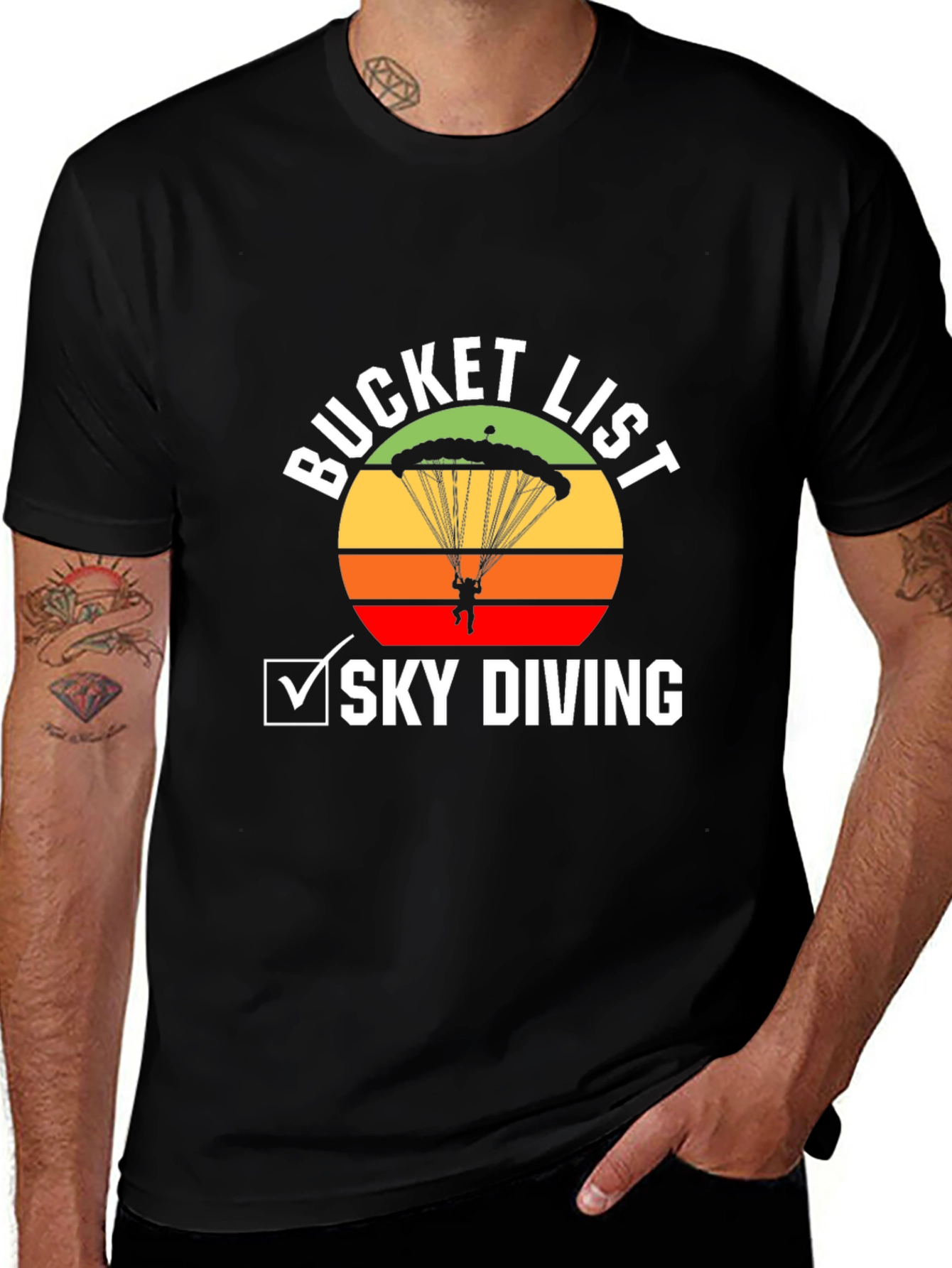 Variant 12 of Sky Diving Bucket List Graphic Tee