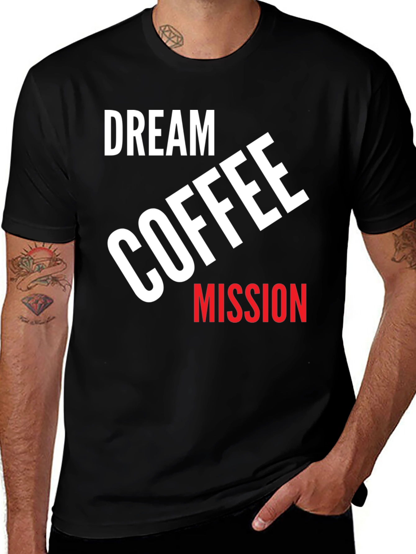 Variant 14 of Dream Coffee Mission T-Shirt - Black Graphic Tee