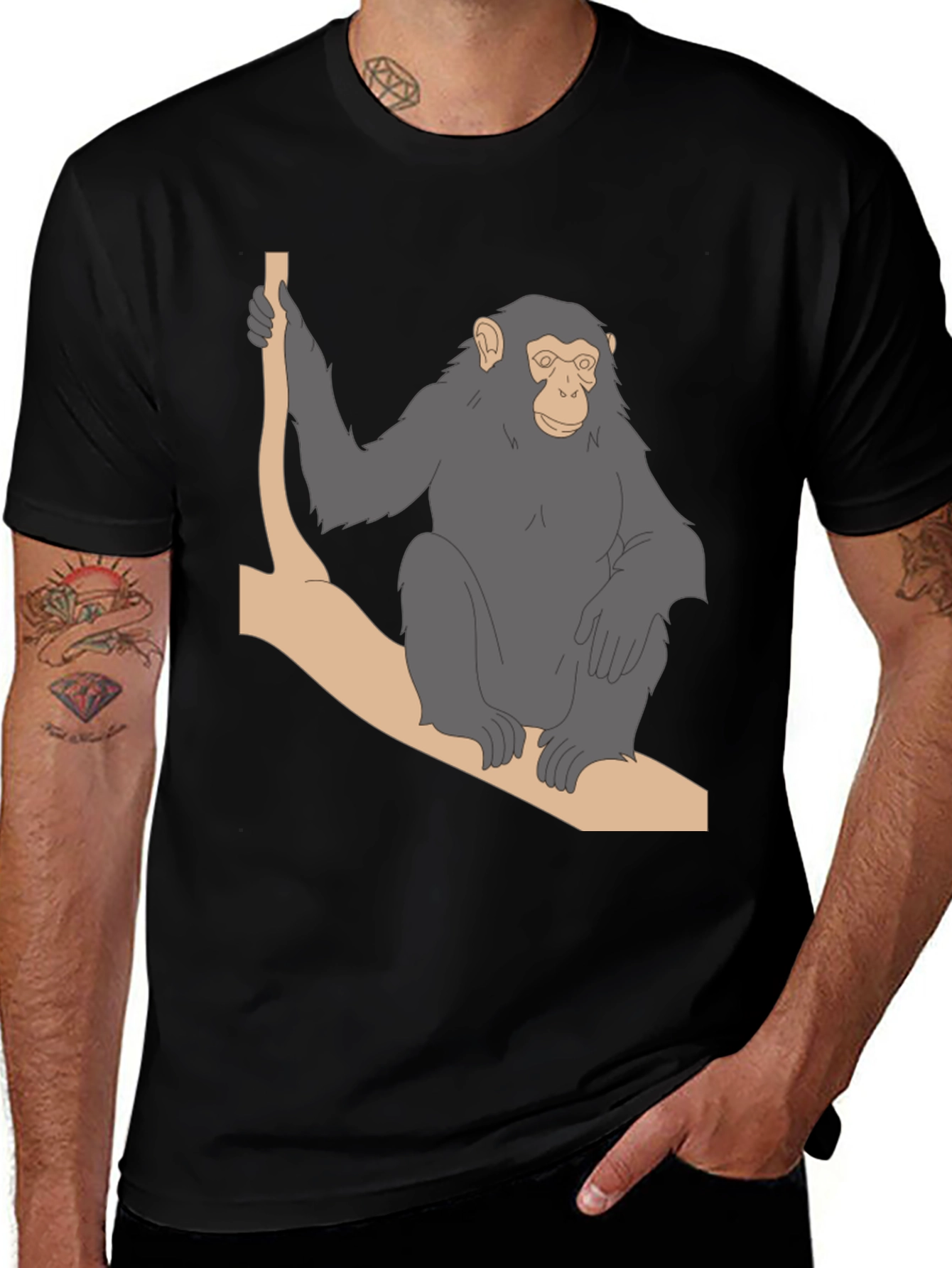 Variant 10 of Chimpanzee on Branch Graphic T-Shirt