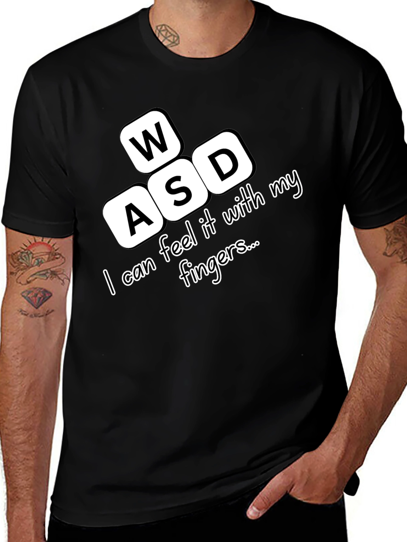Variant 11 of Gamer WASD T-Shirt - Feel it With My Fingers