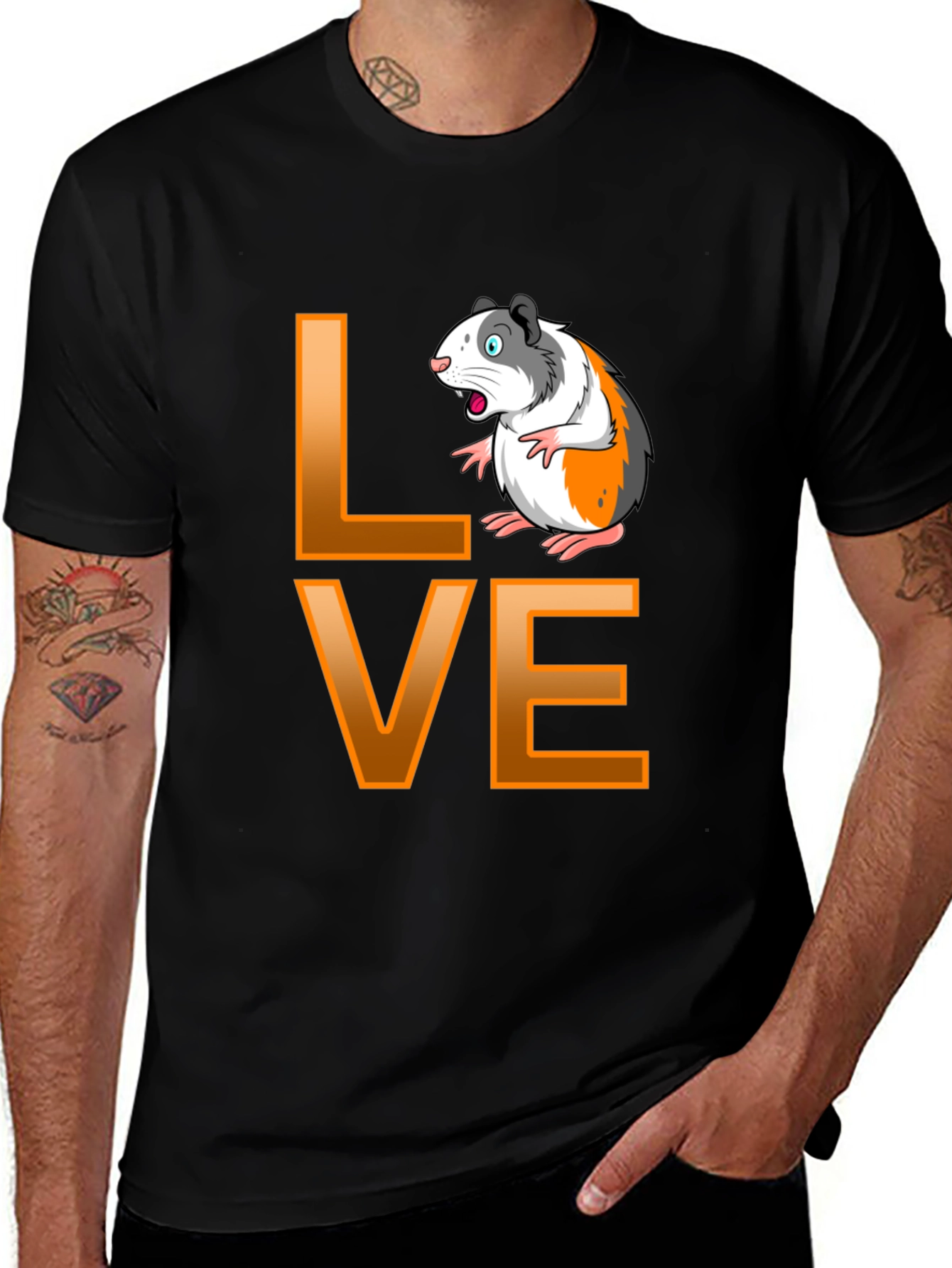 Guinea Pig Love Graphic T-Shirt - Black