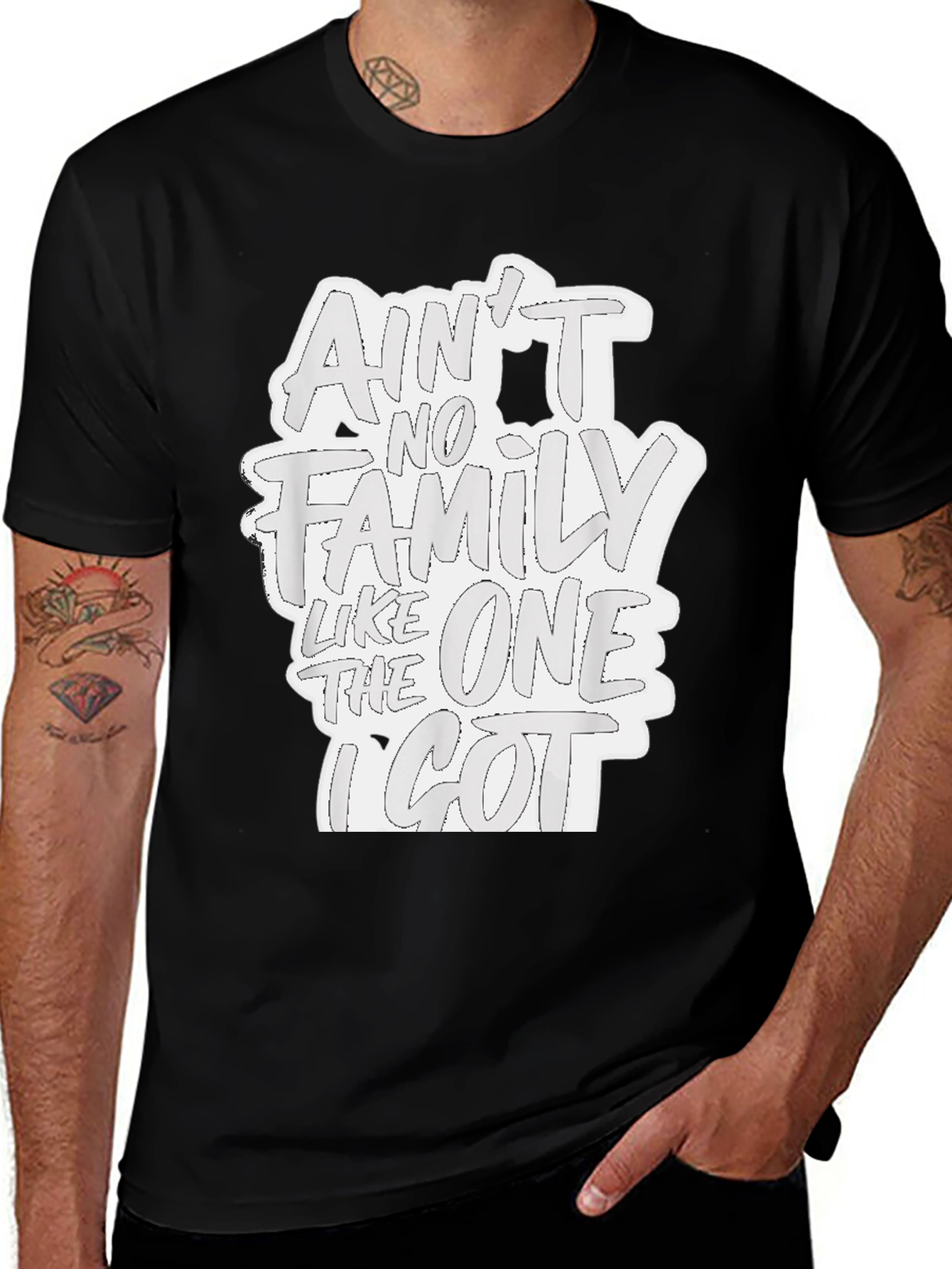 Variant 2 of Ain't No Family T-Shirt - Black Graphic Tee