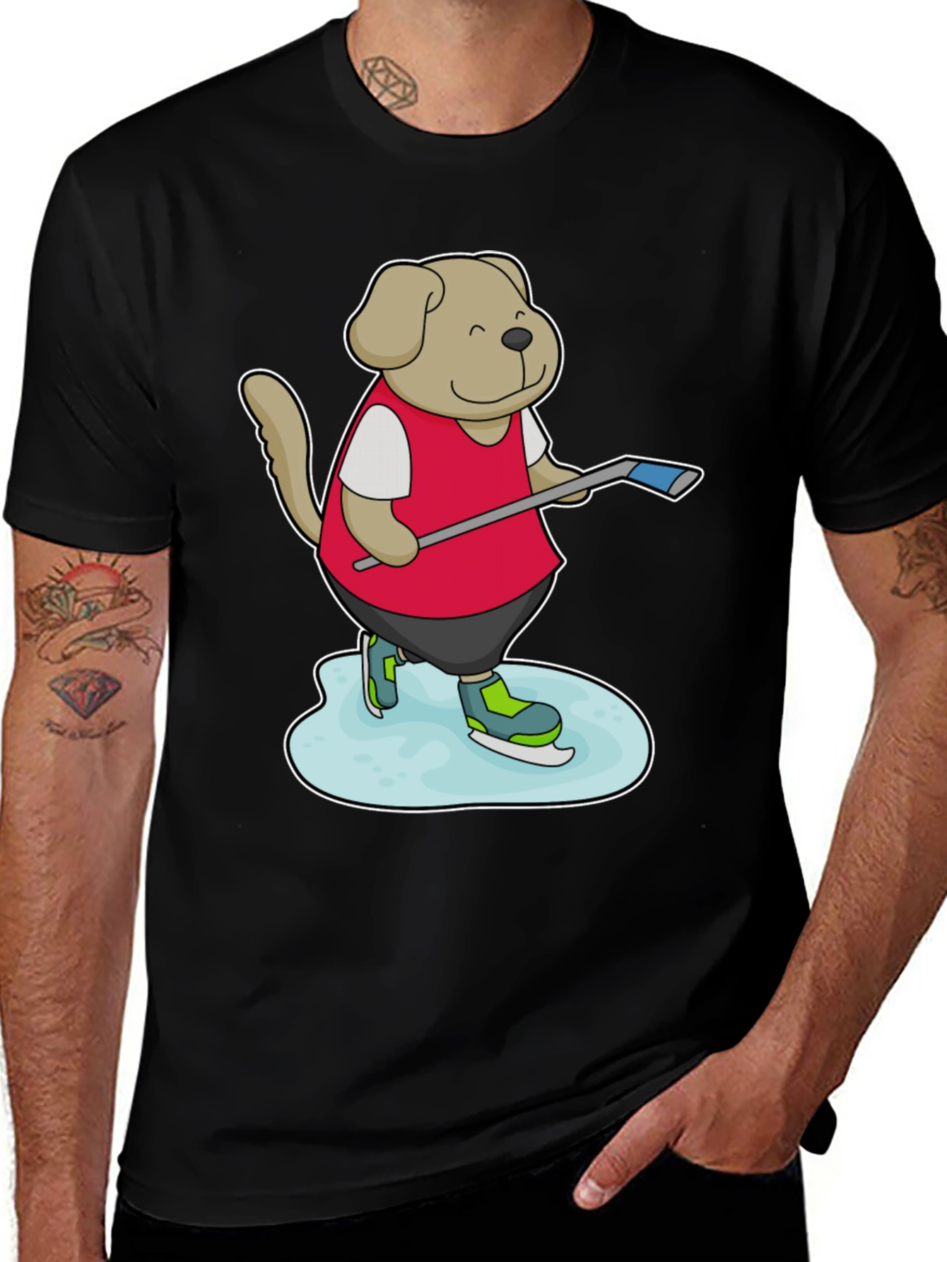 Variant 9 of Cartoon Dog Hockey T-Shirt