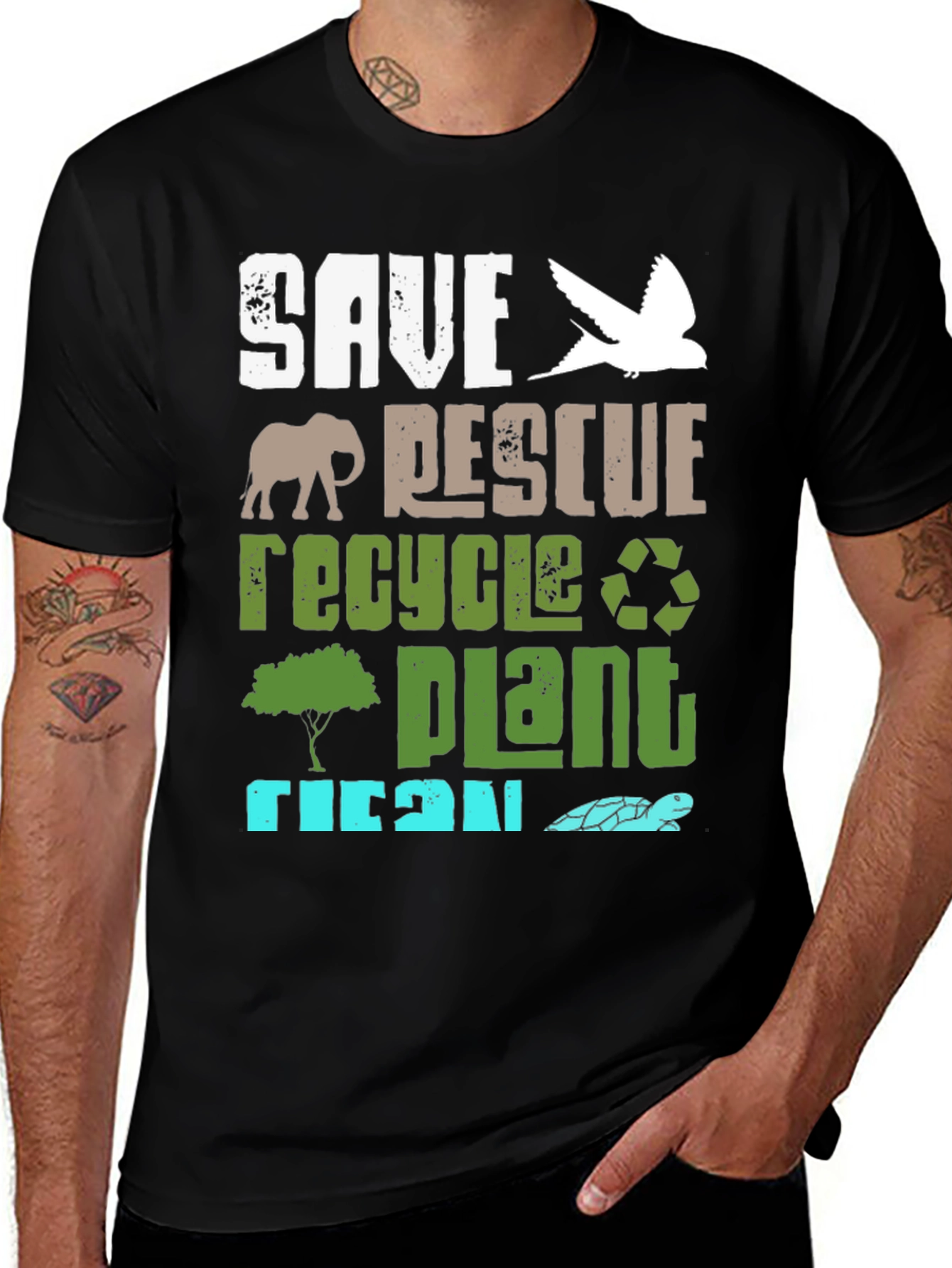 Variant 7 of Eco-Friendly Save Rescue Recycle Graphic T-Shirt