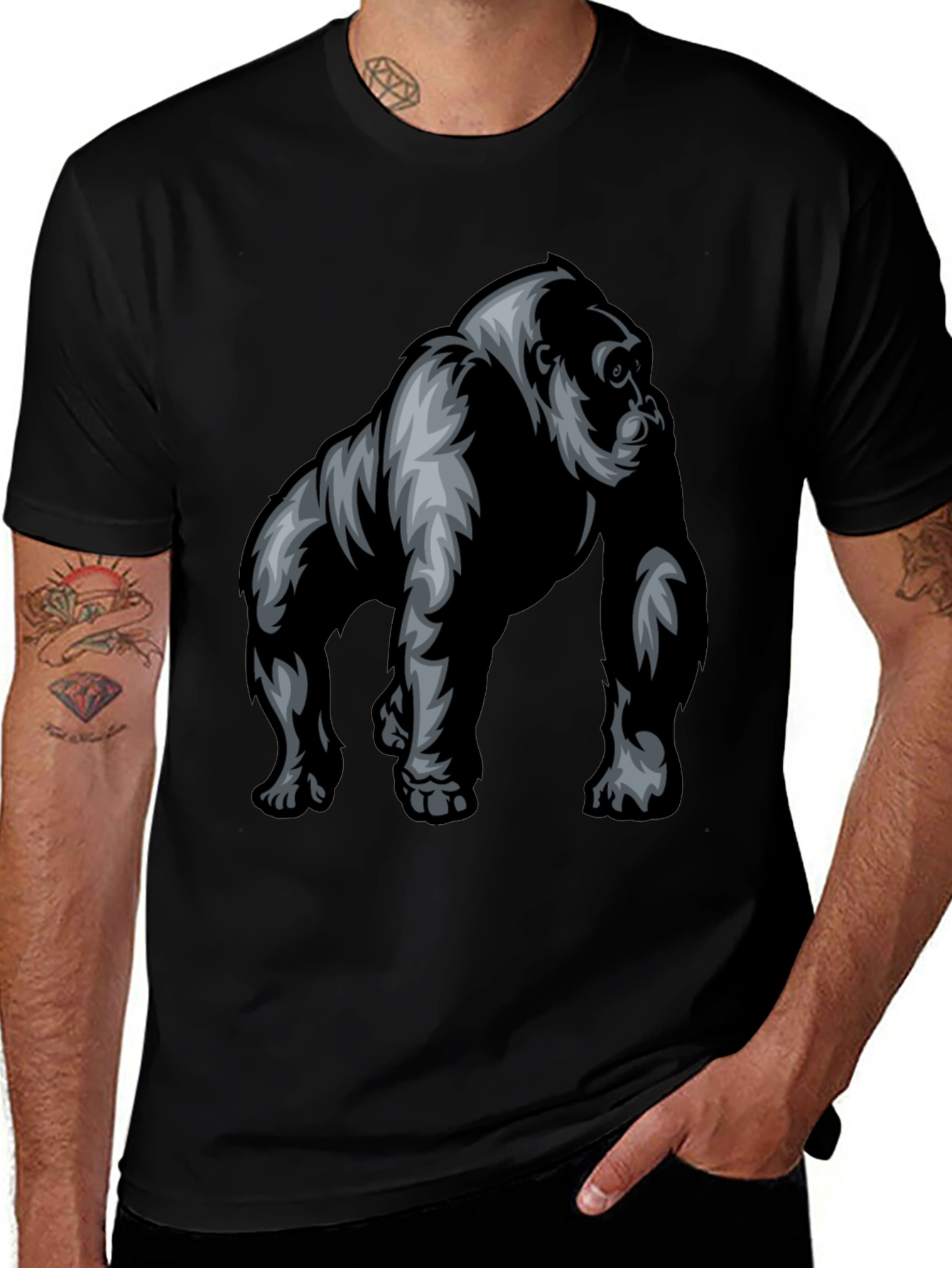 Variant 16 of Cool Gorilla Graphic Black T-Shirt for Men
