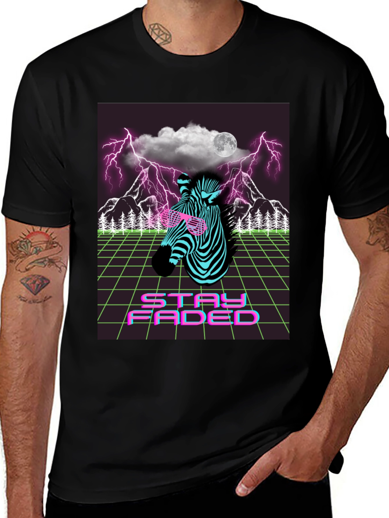 Variant 11 of Retro Zebra Graphic T-Shirt - Stay Faded Design