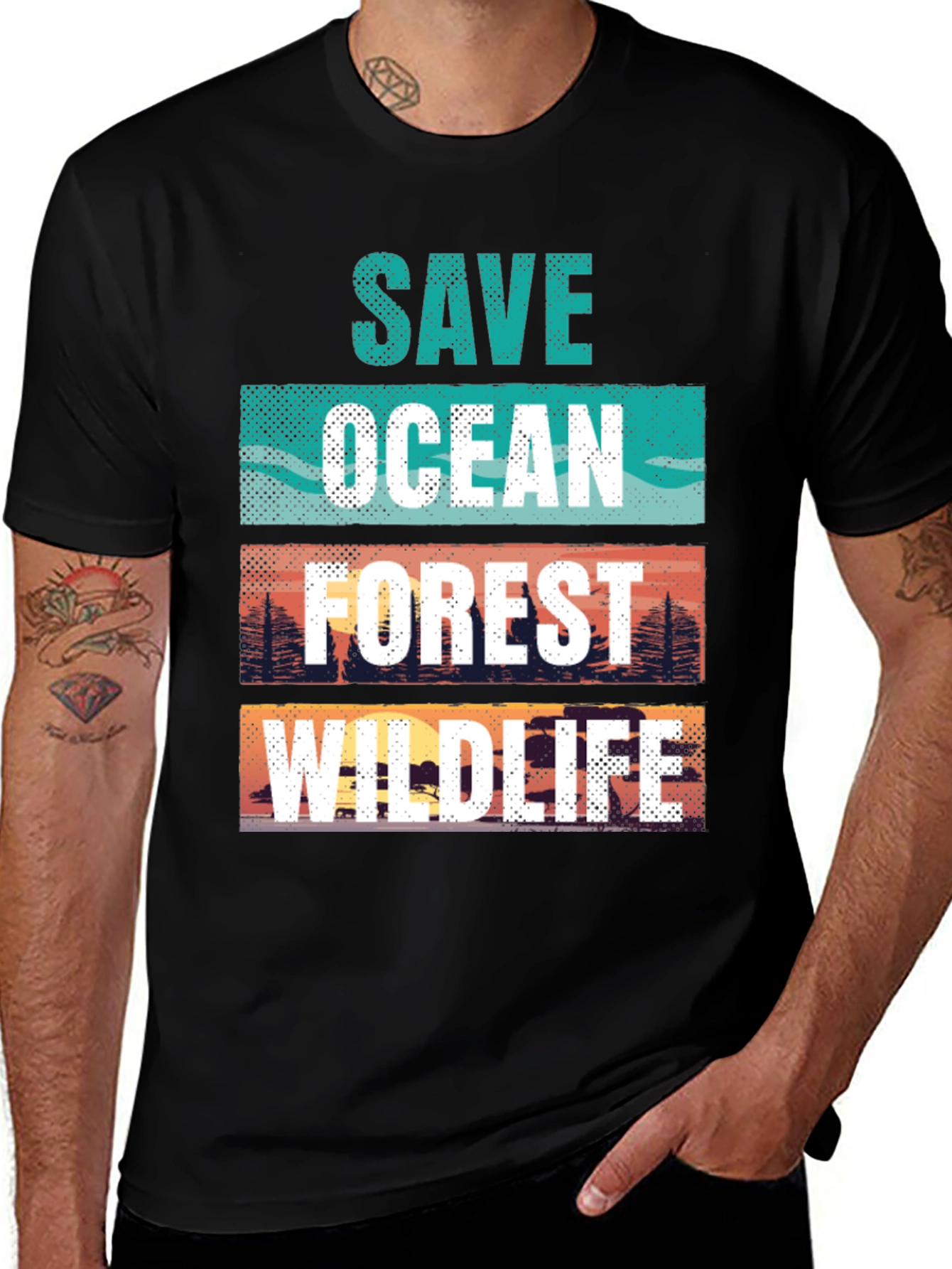 Variant 5 of Save Ocean Forest Wildlife Graphic T-Shirt