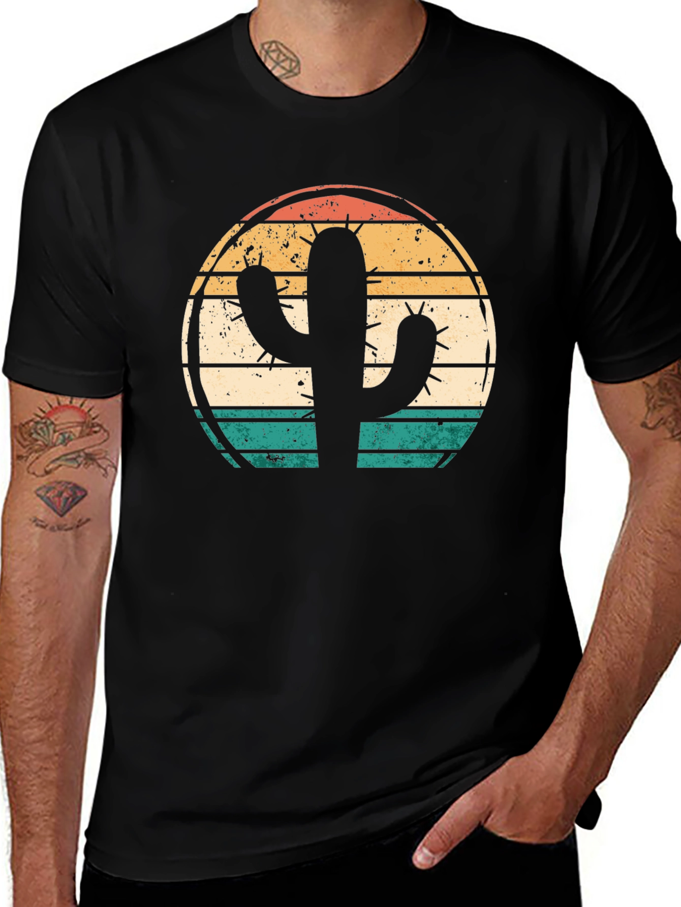 Variant 25 of Retro Cactus Graphic Tee - Desert Sunset Shirt