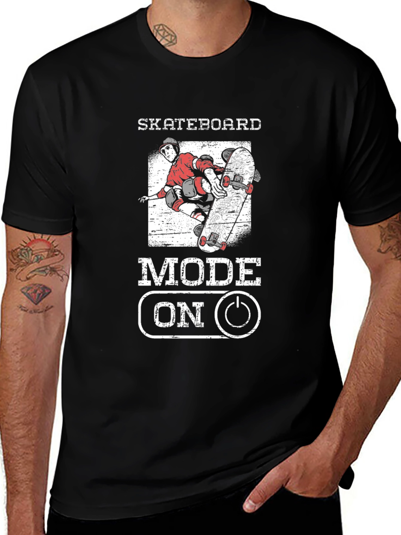 Variant 23 of Skateboard Mode On Graphic Tee - Skateboarding T-Shirt