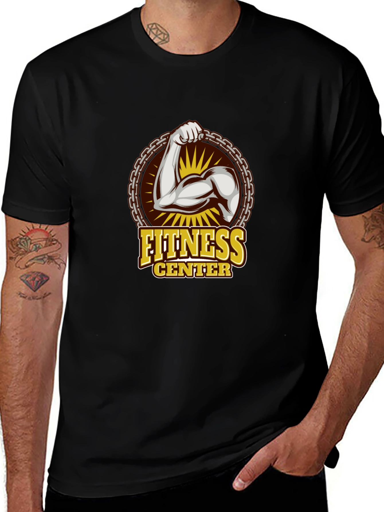 Variant 5 of Fitness Center Graphic T-Shirt - Black Gym Tee