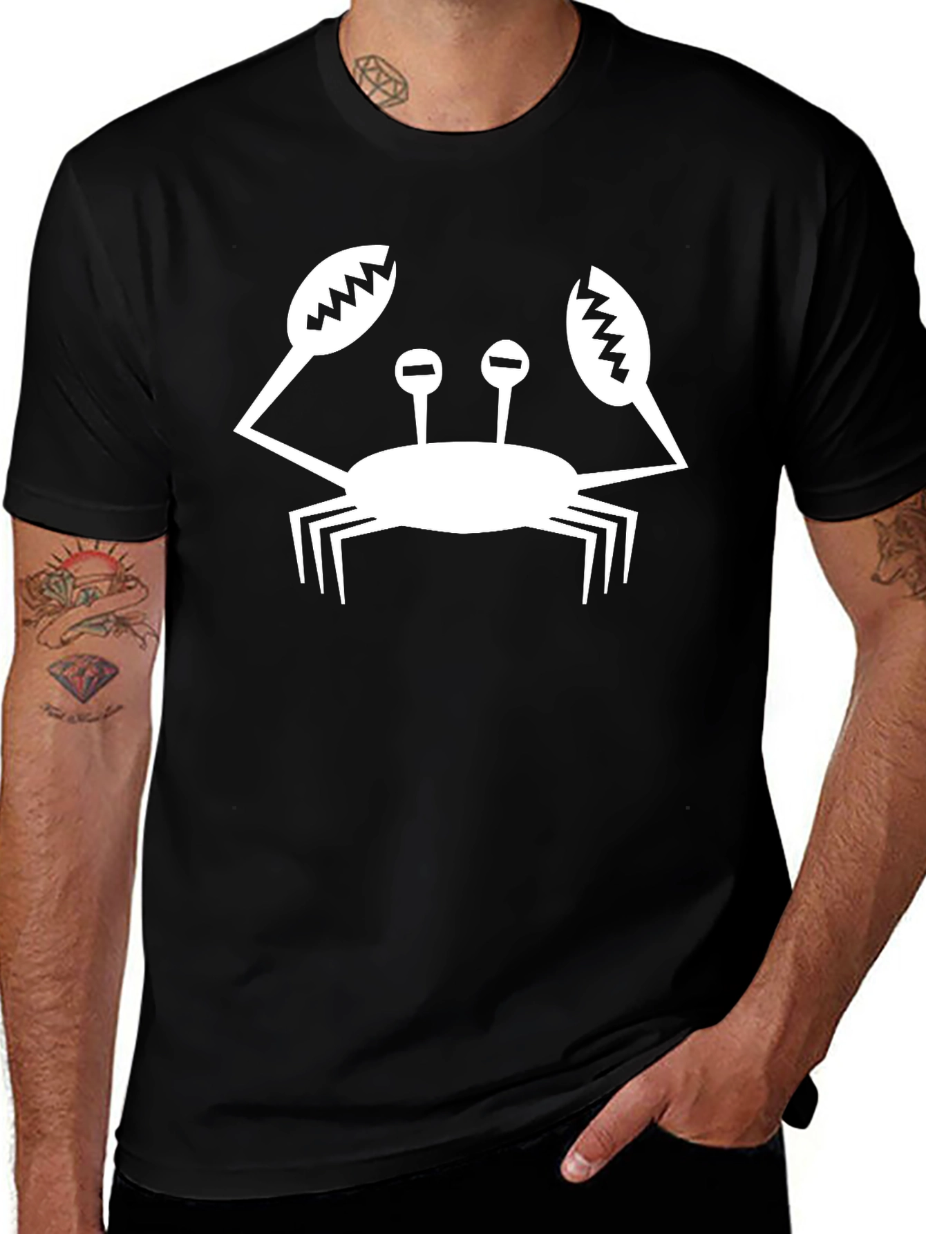 Crab Graphic Tee - Nautical Style Black T-Shirt