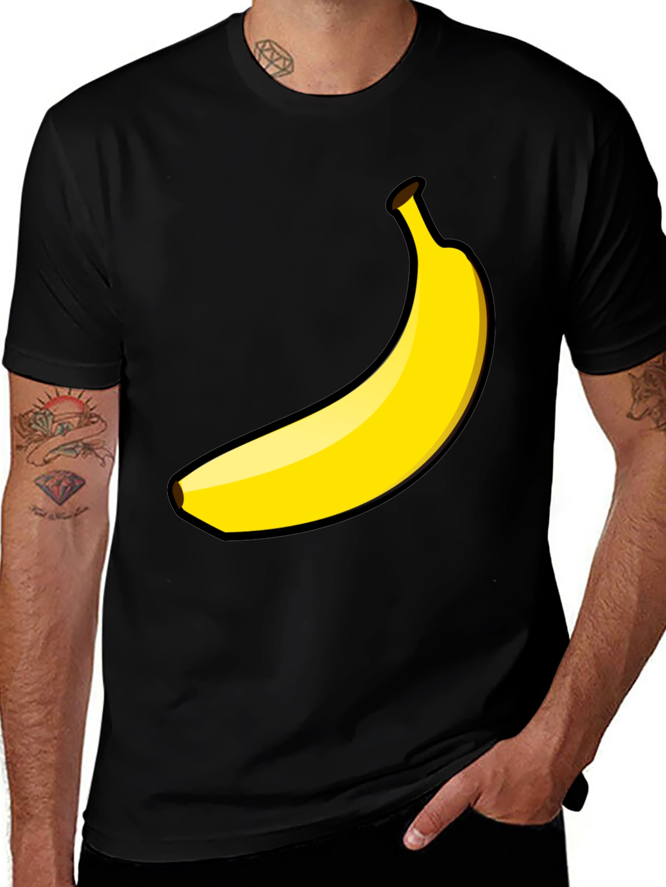 Variant 29 of Banana Graphic Tee - Black Cotton Casual Shirt