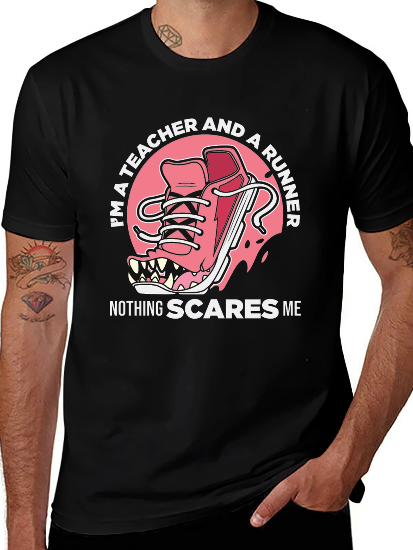Teacher Runner Scary Shoe Black Tee