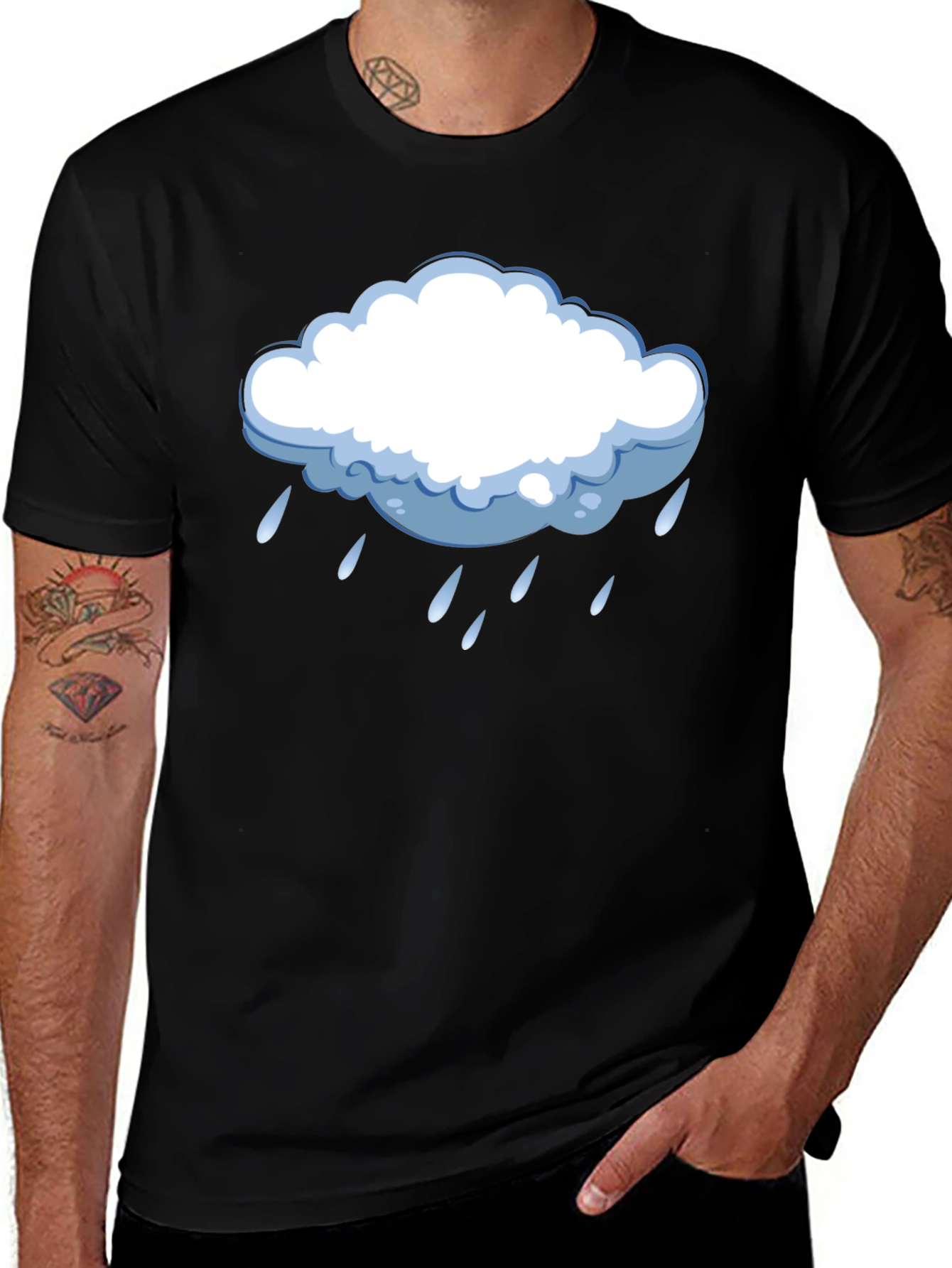 Variant 26 of Rain Cloud Graphic Tee - Black Cotton T-Shirt
