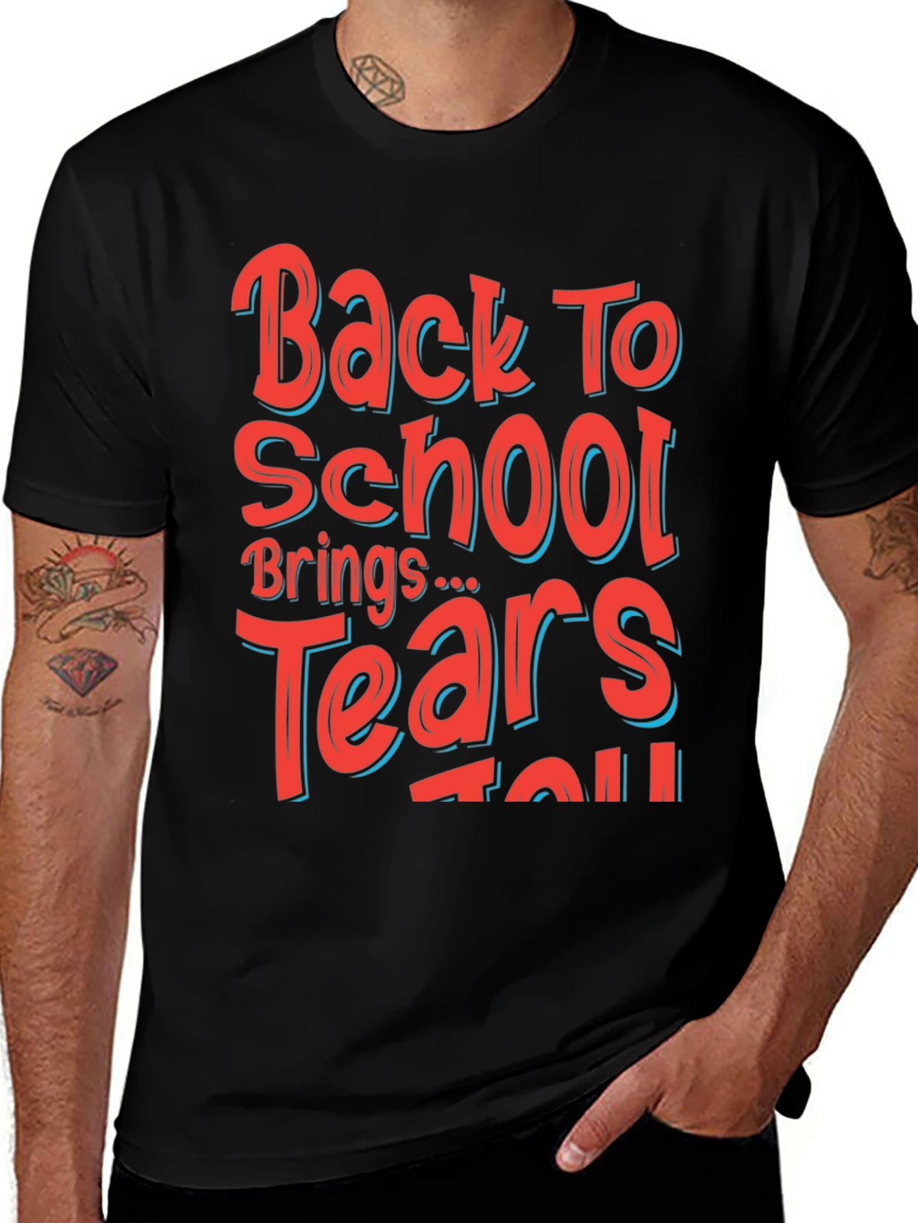Variant 4 of Back to School Graphic Tee - Men's Black T-Shirt