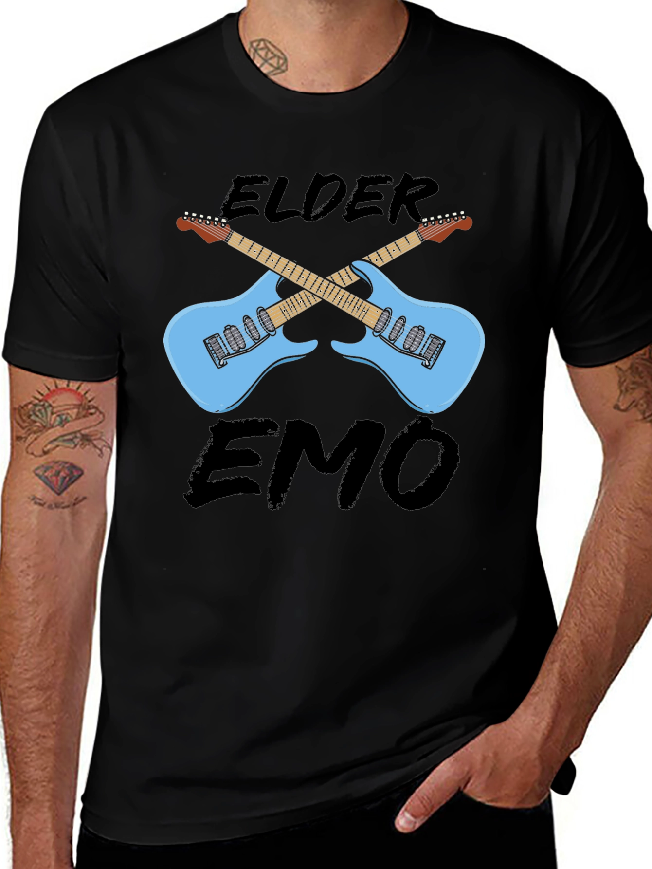 Variant 13 of Elder Emo Guitar Graphic T-Shirt