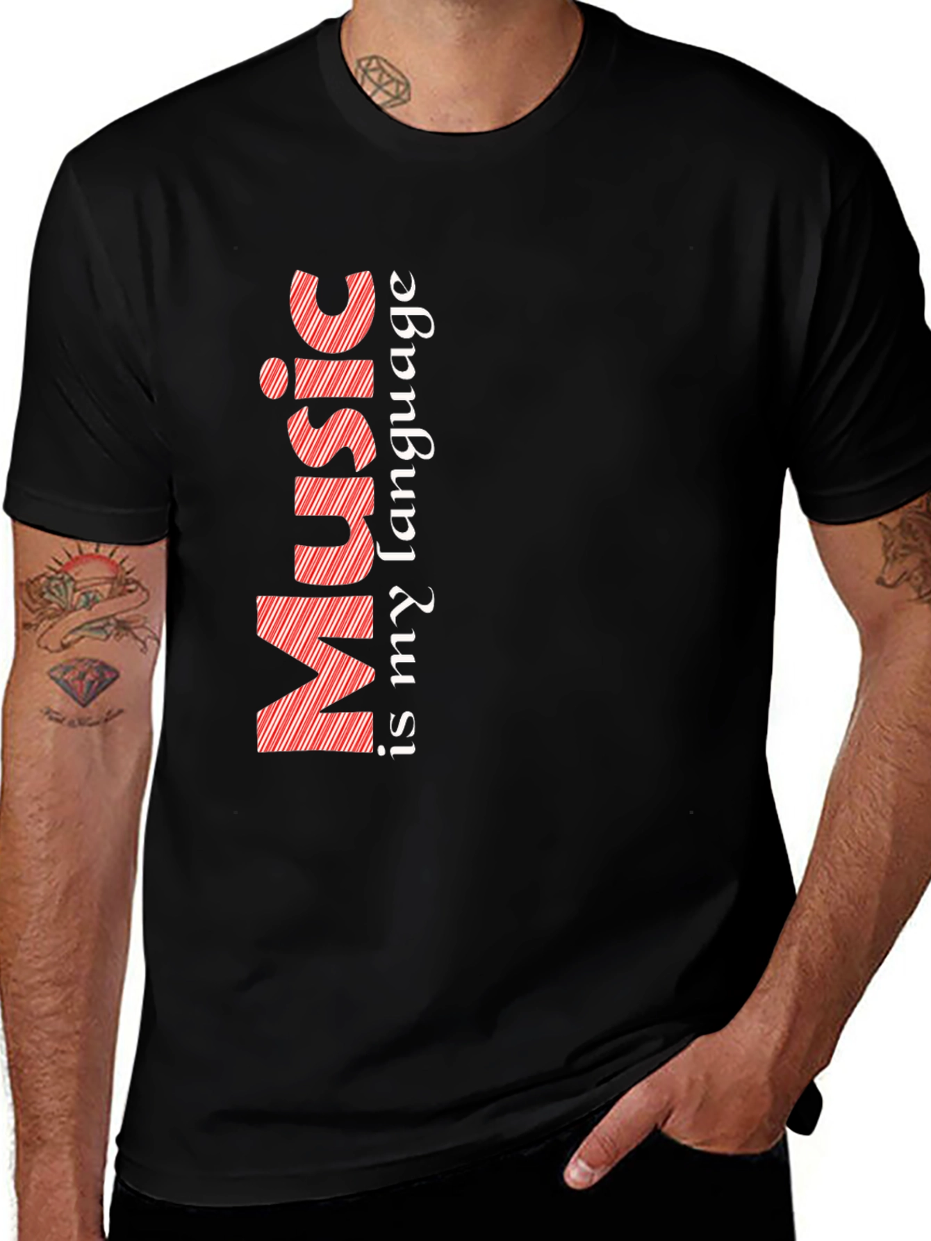 Variant 30 of Music is My Language Graphic Tee - Black