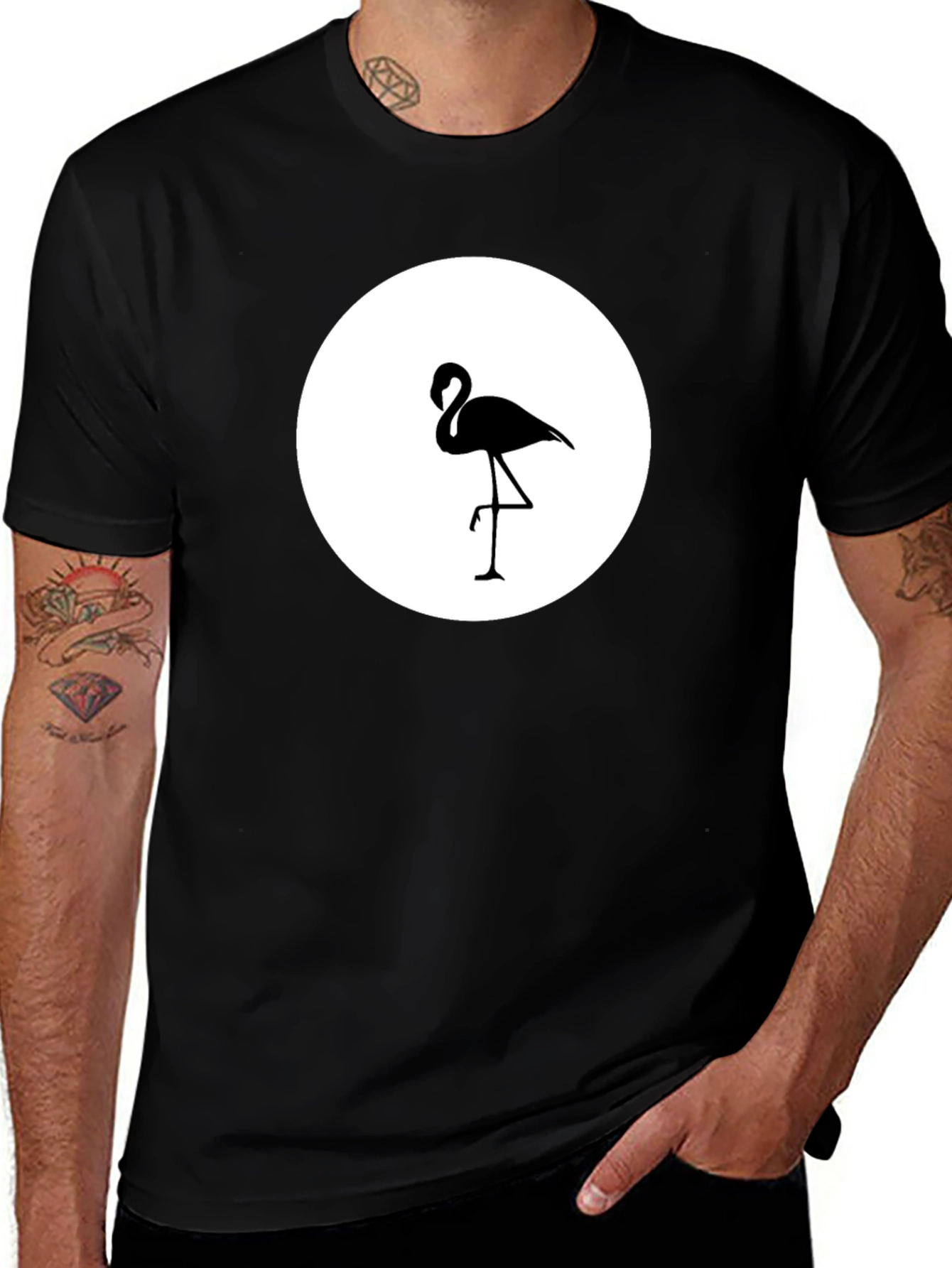 Variant 4 of Black Flamingo Graphic Tee - Casual Style