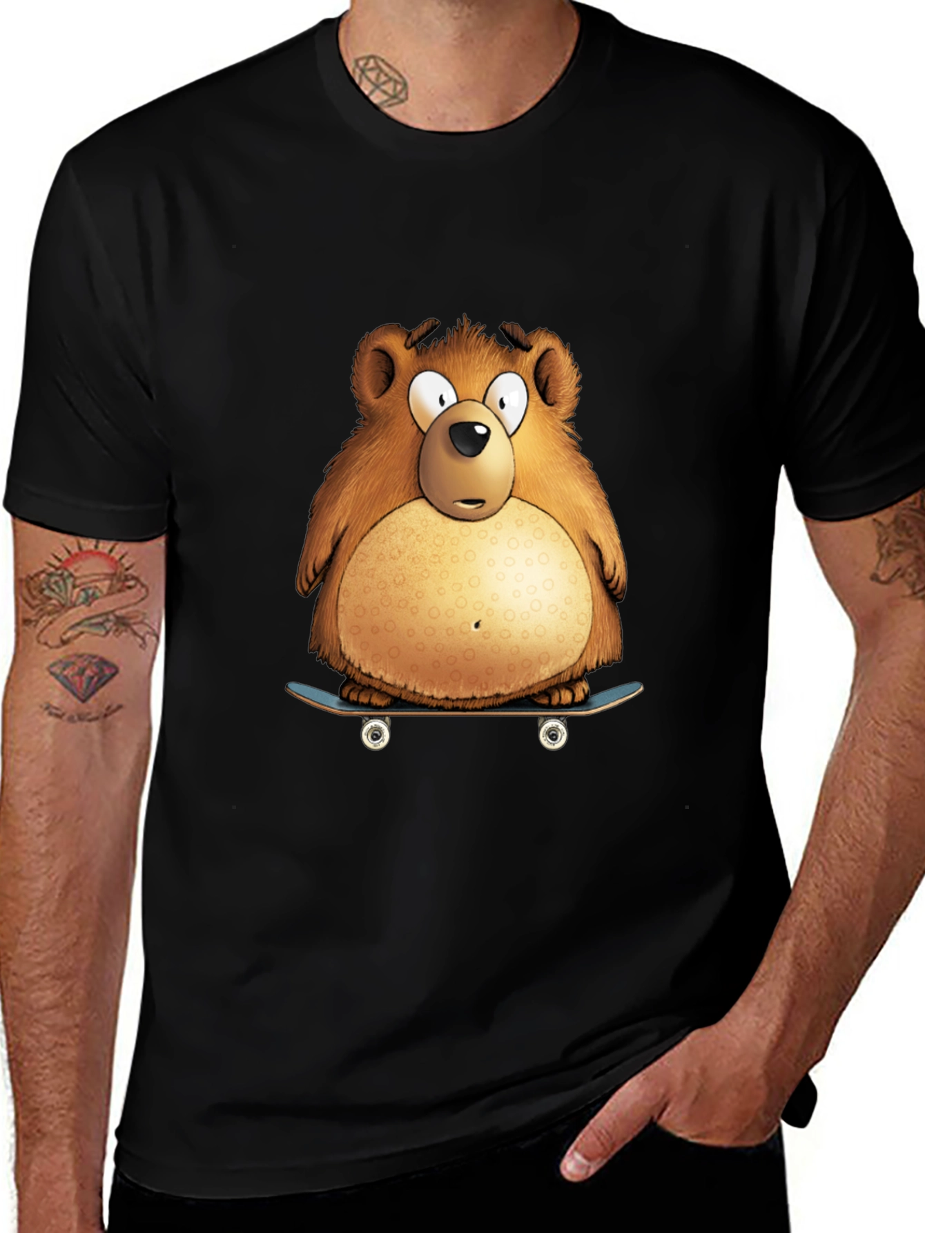 Variant 26 of Bear on Skateboard Graphic Tee - Black
