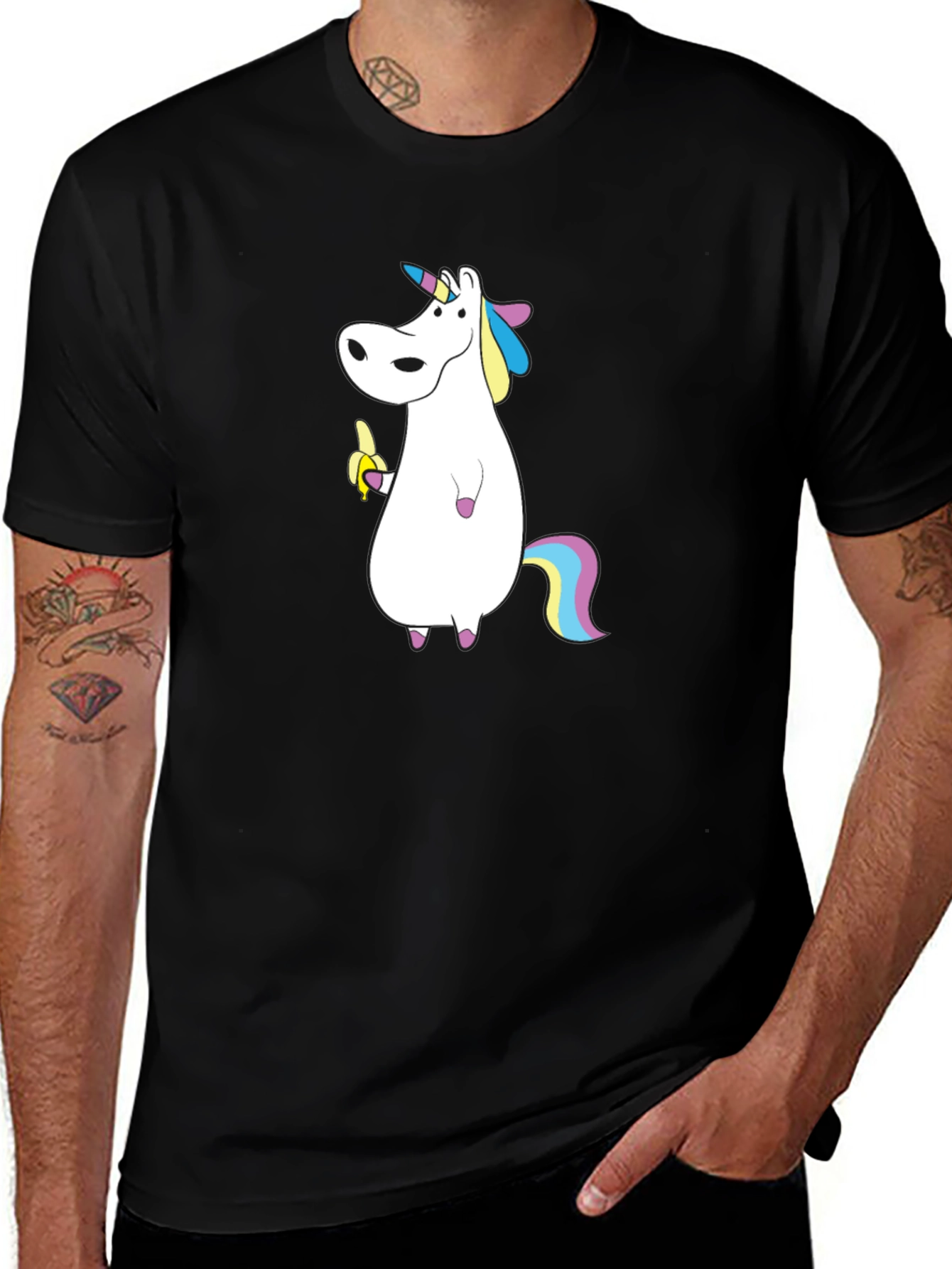 Variant 15 of Unicorn Banana T-Shirt - Men's Black Tee