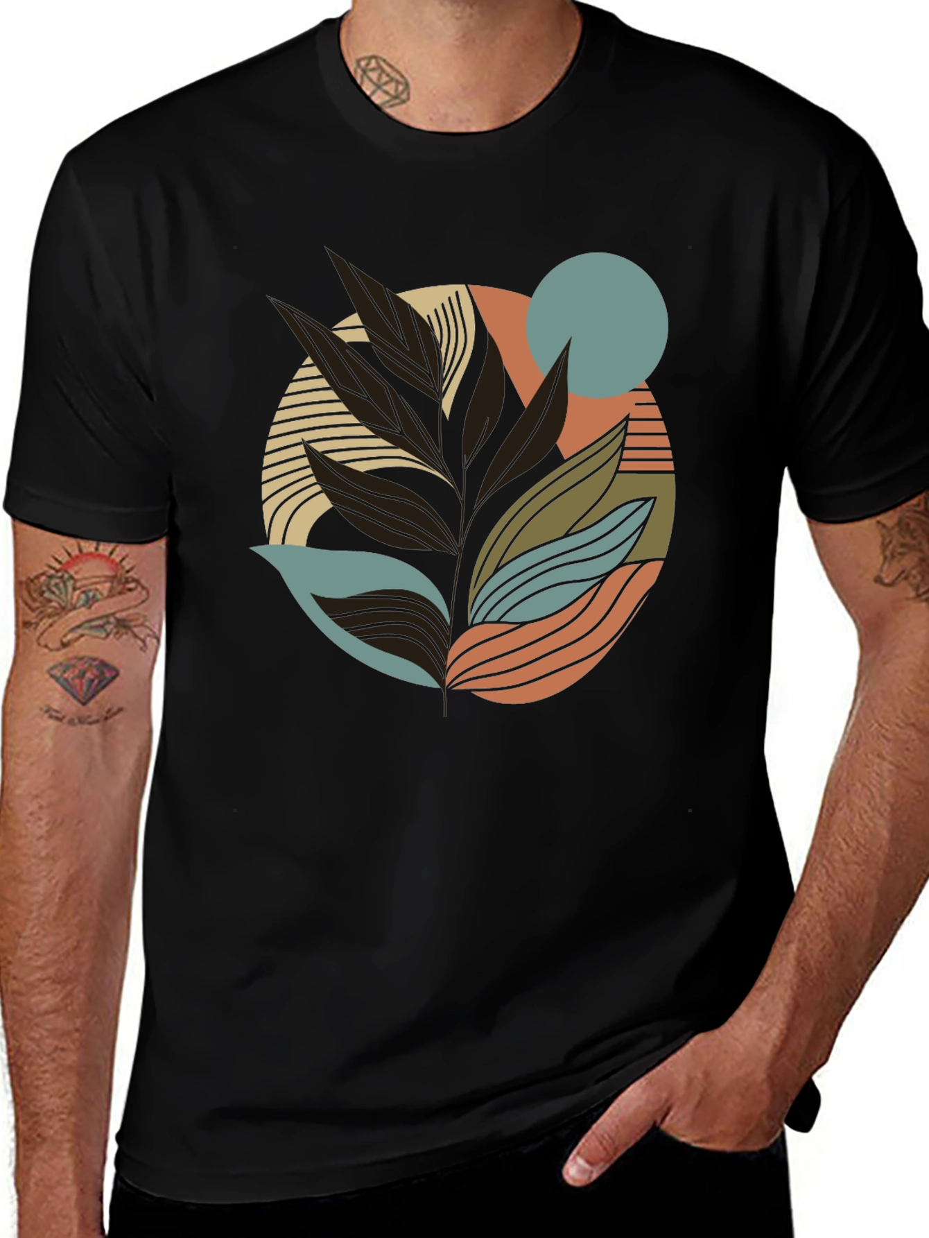 Variant 25 of Abstract Leaf Graphic Print Tee